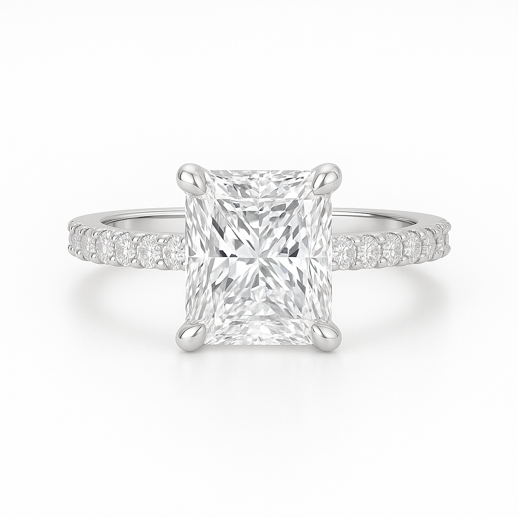 0.51ct Radiant Hidden Halo Ring