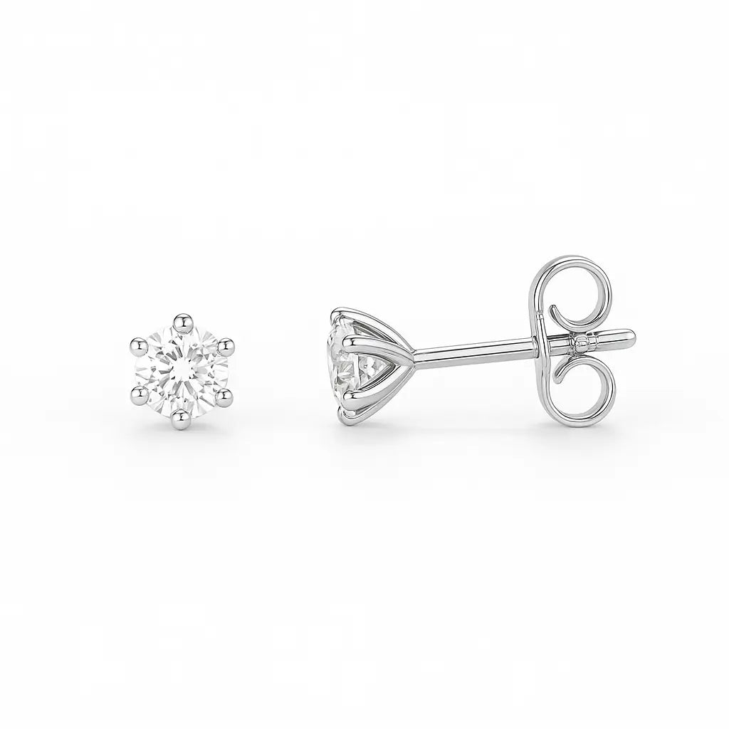 0.50ct Round Cut Natural Diamond Stud Earrings, 18ct White Gold Chloe's Jewellers