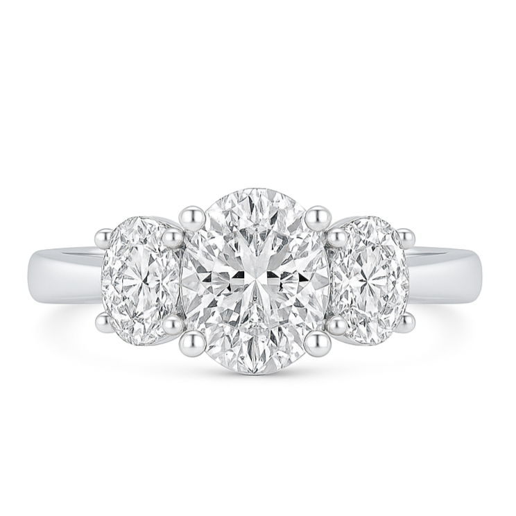 0.70ct Oval Trilogy Ring
