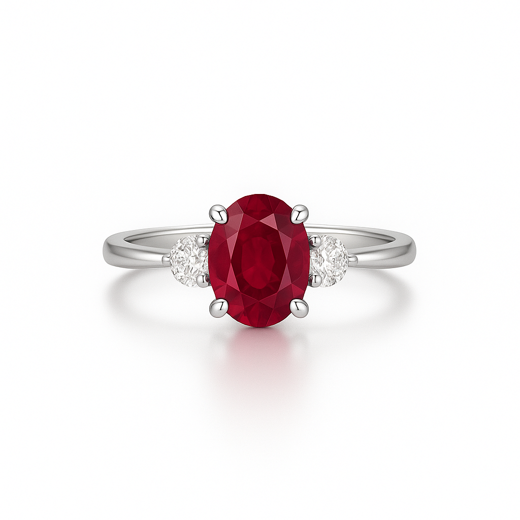1.55ct Ruby and Diamond Trilogy Ring Chloe's Jewellers