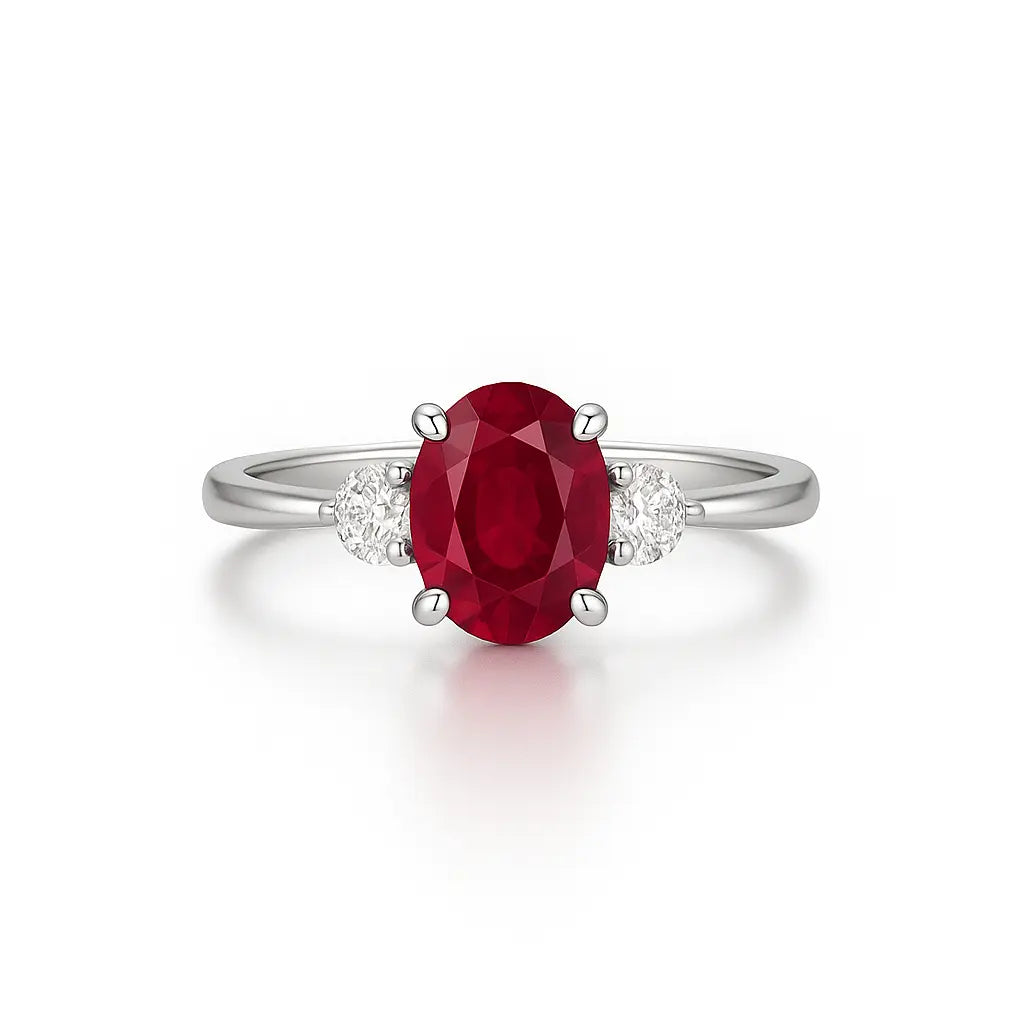 1.55ct Ruby and Diamond Trilogy Ring Chloe's Jewellers