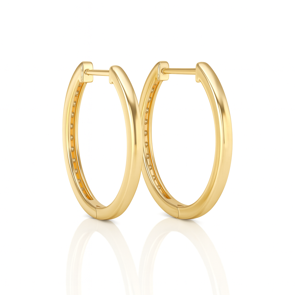 Grain Set Circle Hoop Diamond Earrings 0.26CT