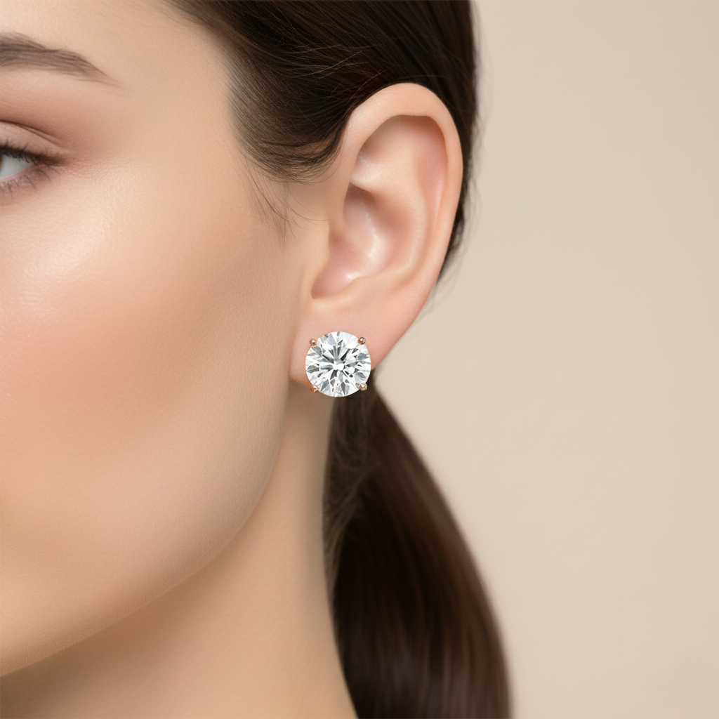 2.57ct Round Cut Lab Diamond Stud Earrings, 18ct White Gold Chloe's Jewellers