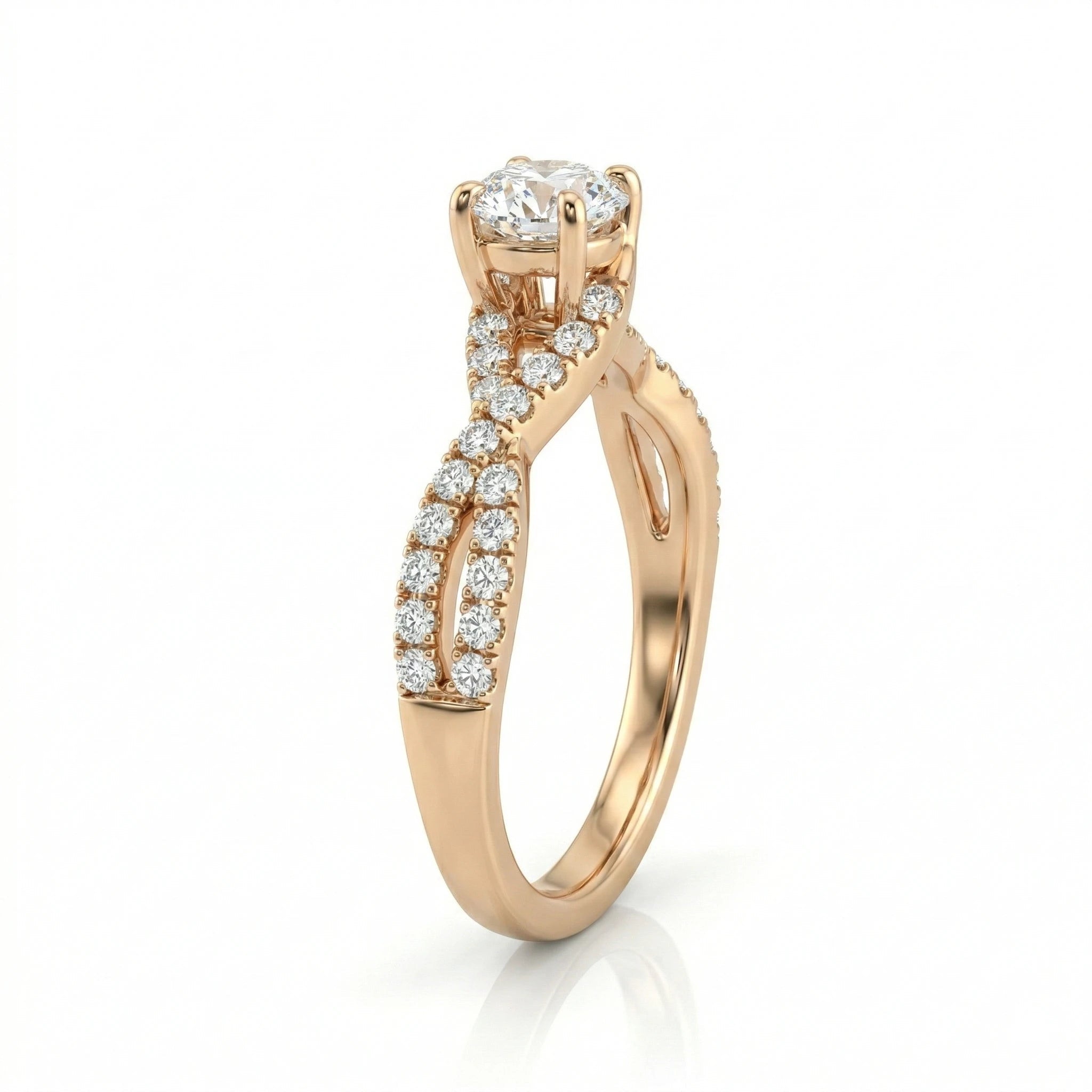 0.43ct Round Cut Natural Diamond Engagement Ring with Split Shank Chloe's Jewellers