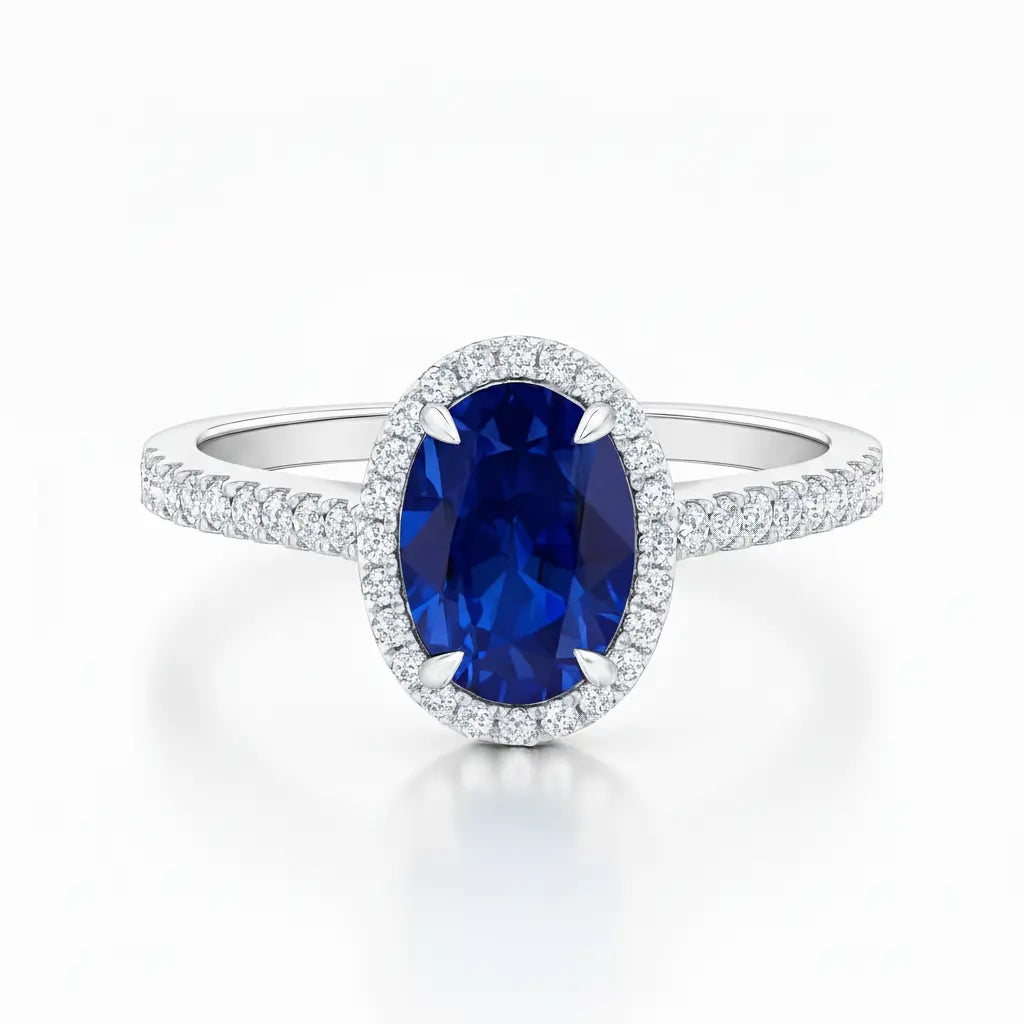 Peony Oval Halo Sapphire Ring Chloe's Jewellers