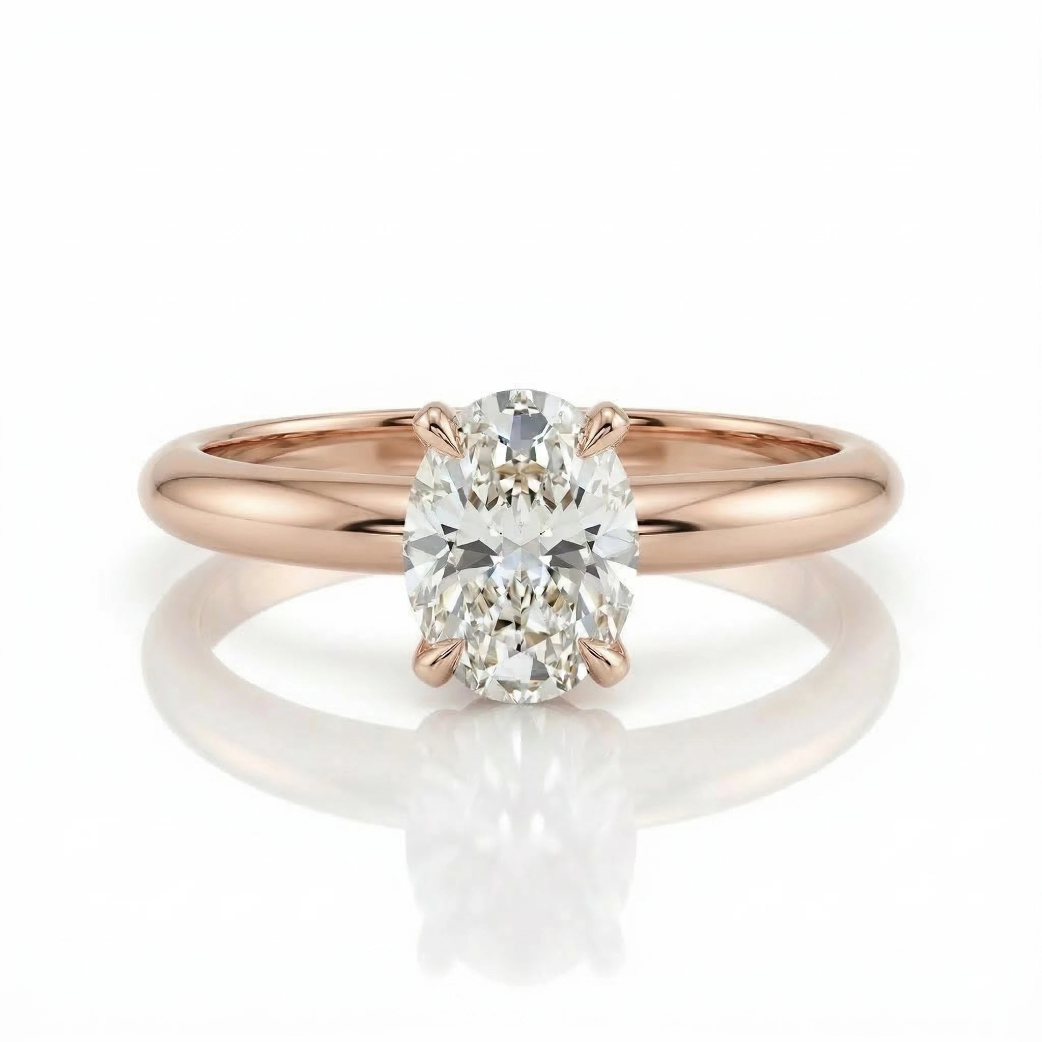 0.44ct Natural Oval Cut Solitaire Setting Engagement Ring