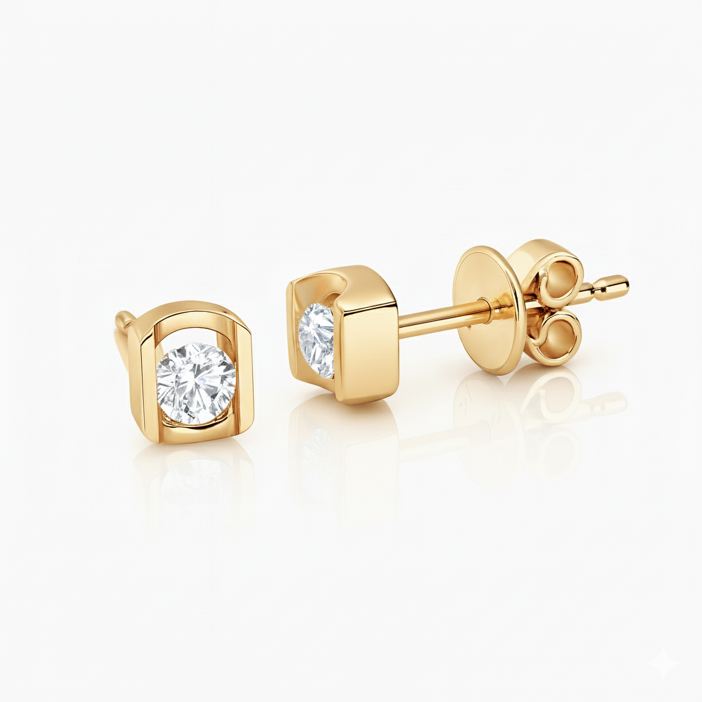 0.20ct Round Cut Natural Diamond Stud Earrings, 18ct White Gold Chloe's Jewellers
