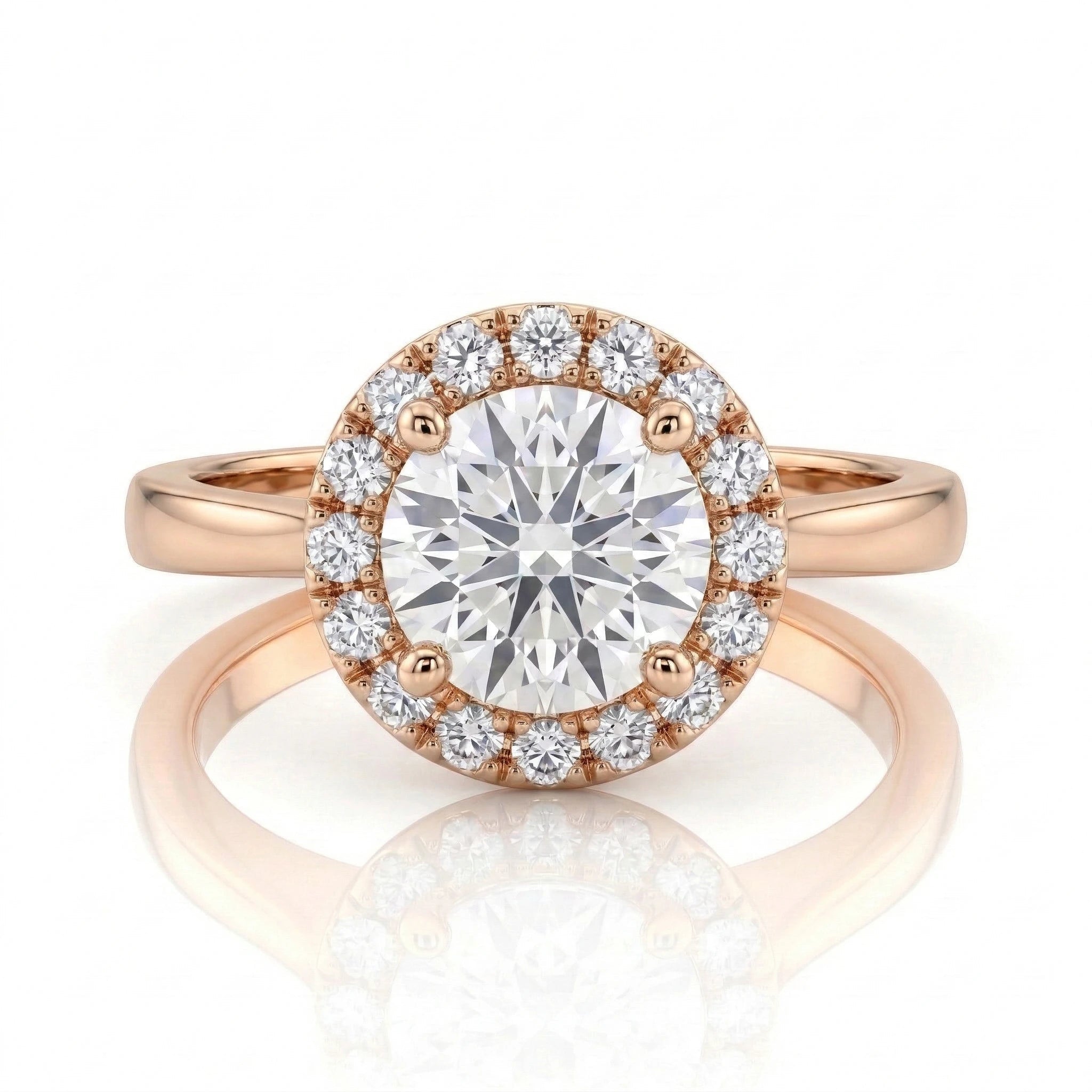 0.90ct GIA Round Cut Natural Diamond Halo Setting Engagement Ring, G / VS1 Chloe's Jewellers