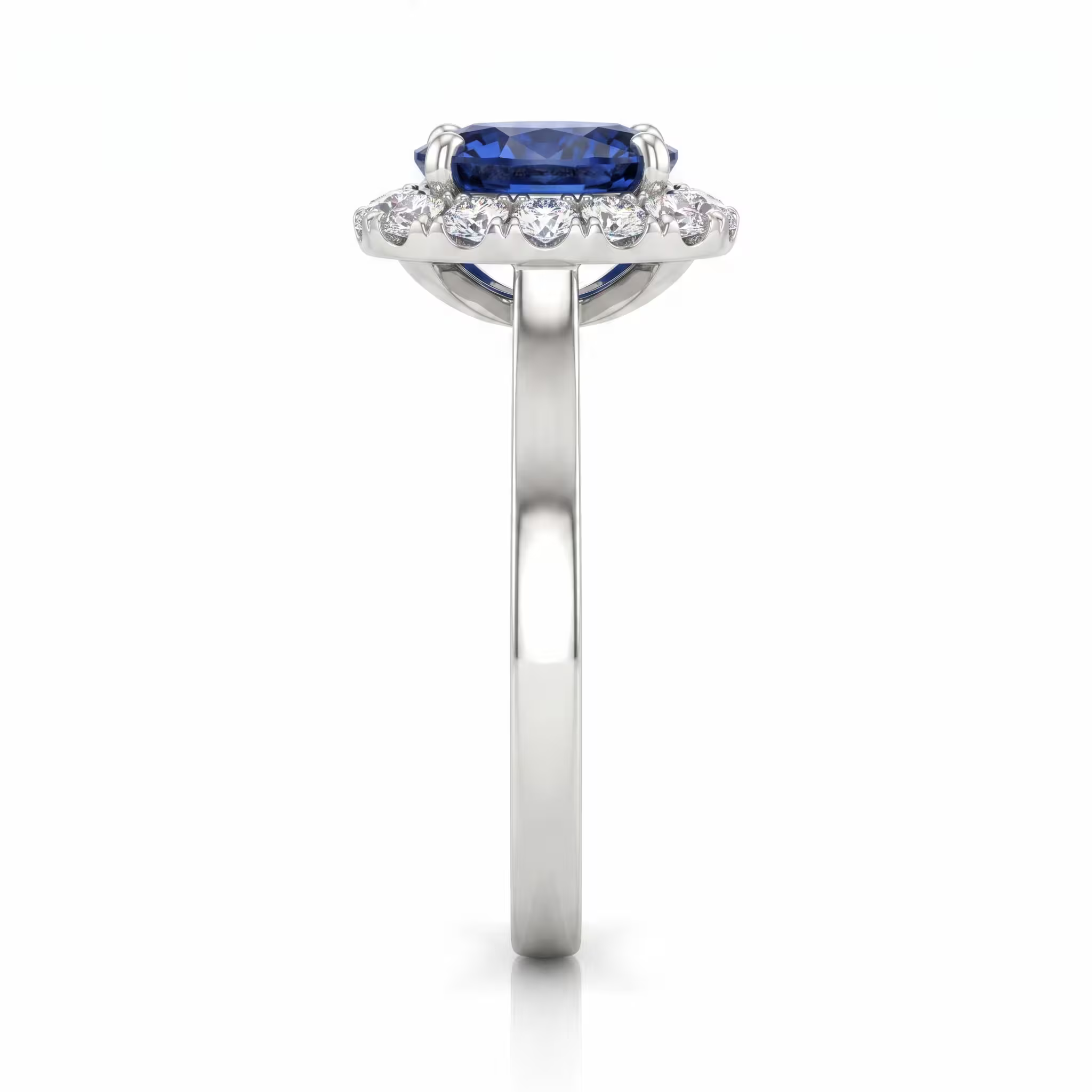 2.29ct Oval Cut Blue Sapphire Halo Setting Engagement Ring - Platinum Chloe's Jewellers
