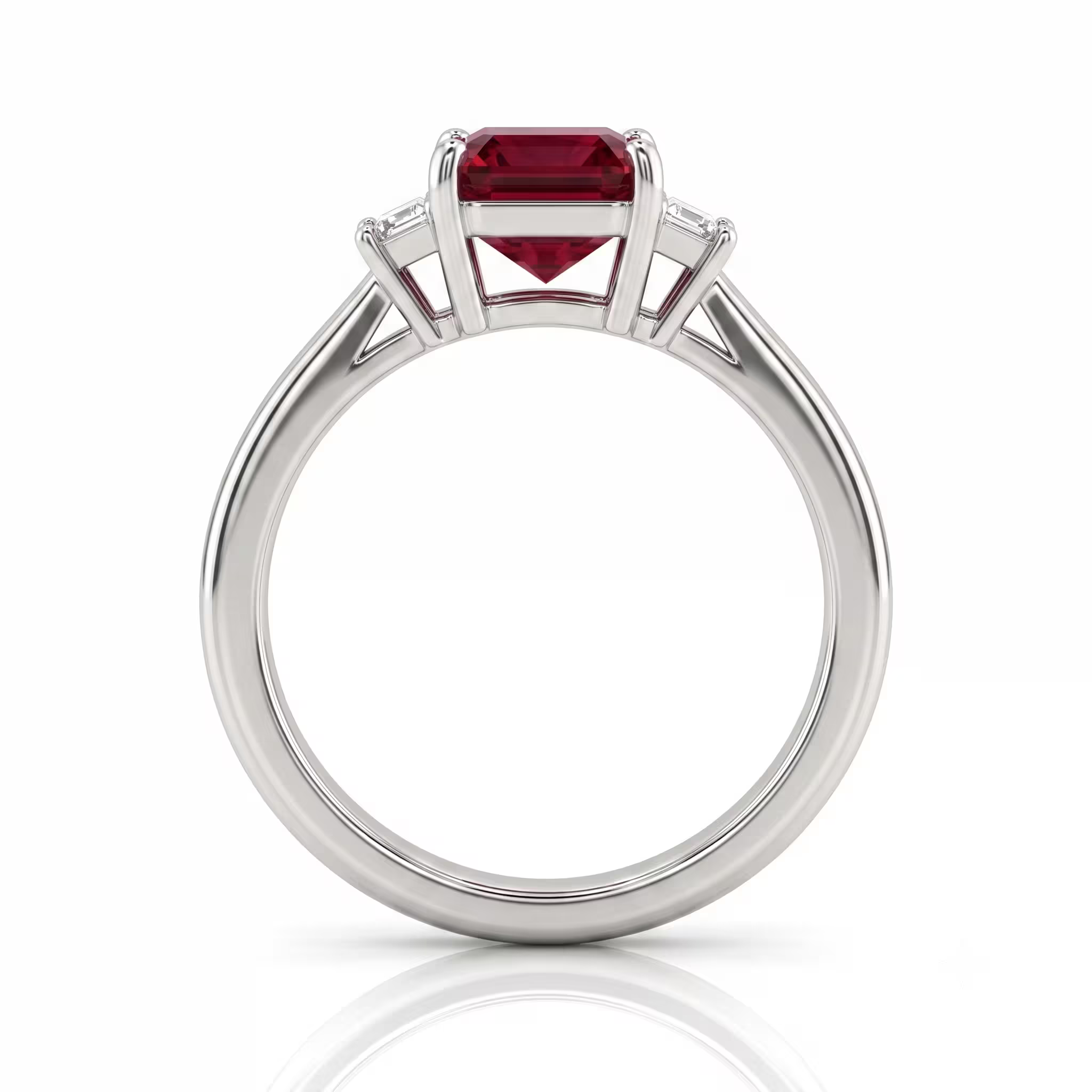1.20ct Burma Emerald Cut Ruby Engagement Ring - 9K Gold Chloe's Jewellers
