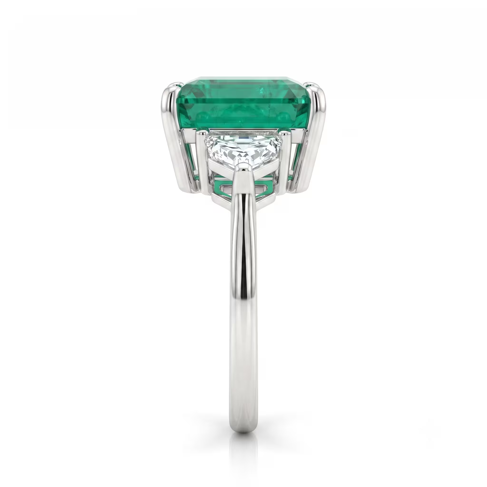 5.23ct Emerald Cut Zambian Emerald Engagement Ring - 18K Gold