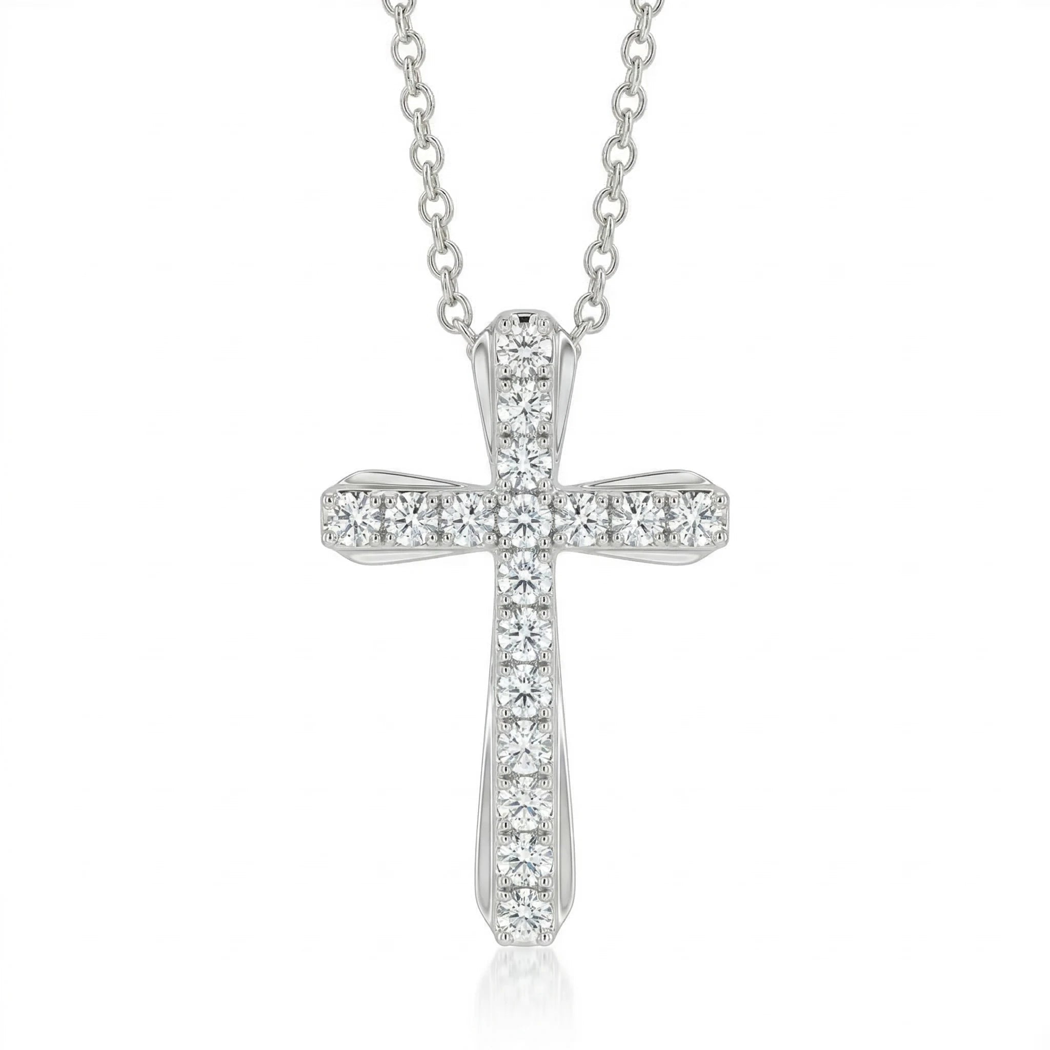 0.25ct Natural Diamond Cross Pendant Necklace in 18K White Gold Chloe's Jewellers