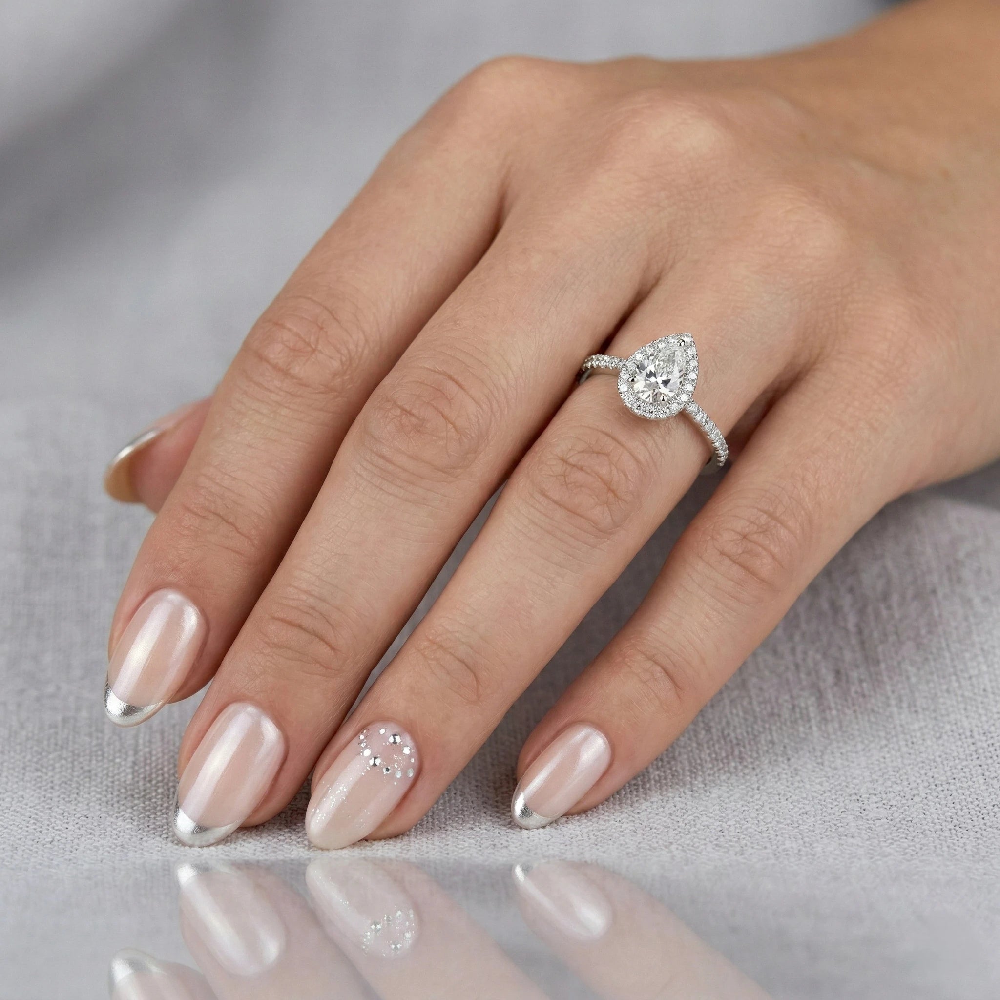 1.01ct GIA Pear Cut Natural Diamond Halo Setting Engagement Ring Chloe's Jewellers