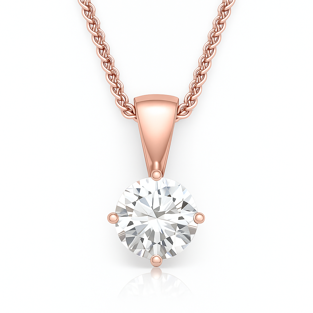 18K White Gold Round Brilliant Cut Natural Diamond Solitaire Pendant Necklace 1.00CT