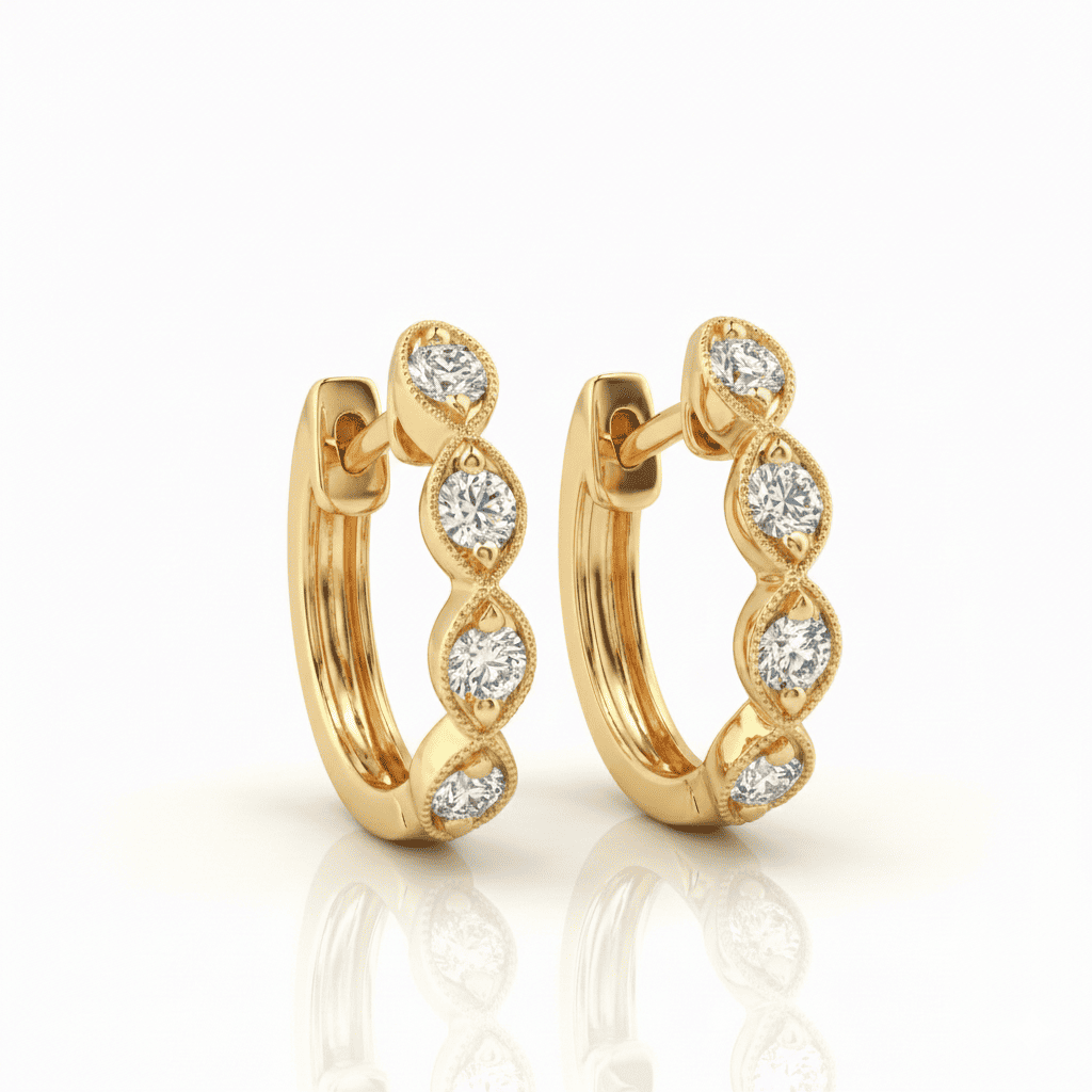 18K White Gold Brilliant Cut Diamond Round Hoop Earrings 0.42CT Chloe's Jewellers