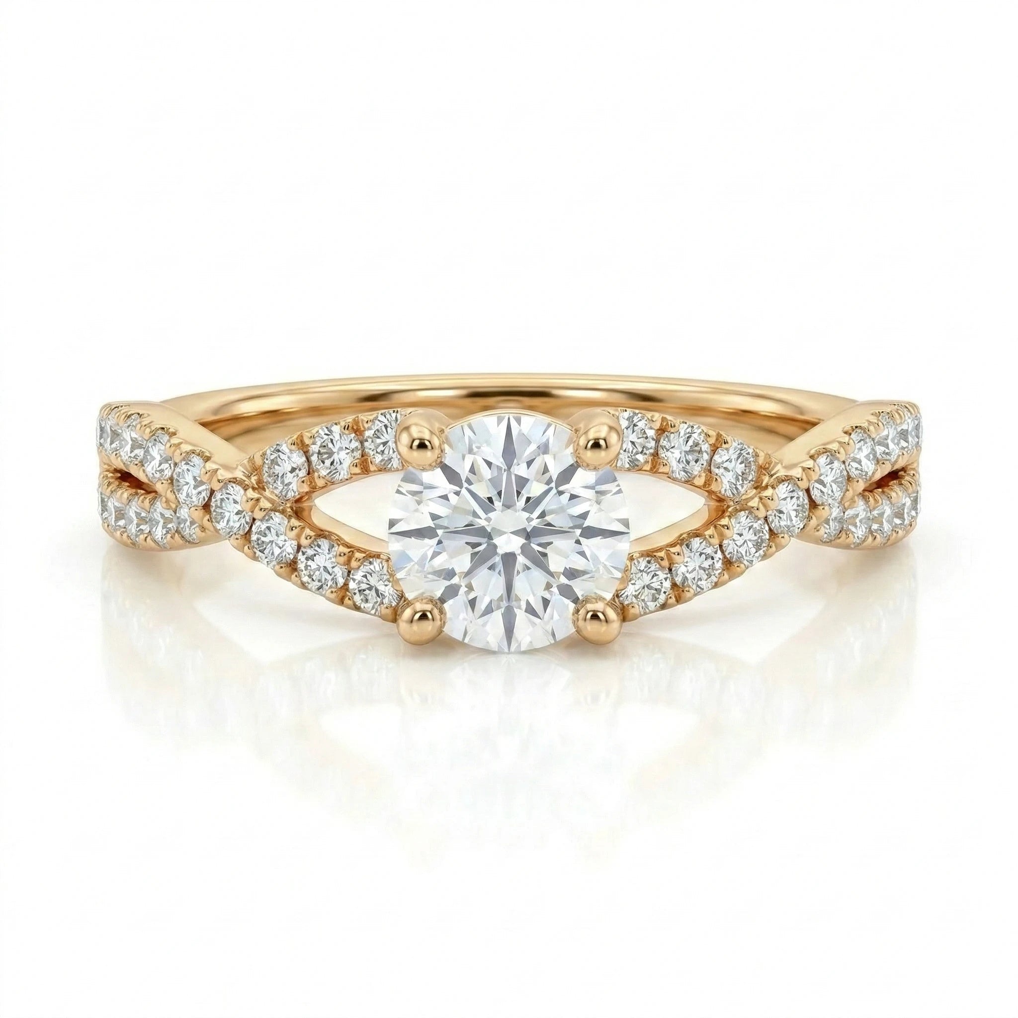 0.43ct Round Cut Natural Diamond Engagement Ring with Split Shank Chloe's Jewellers