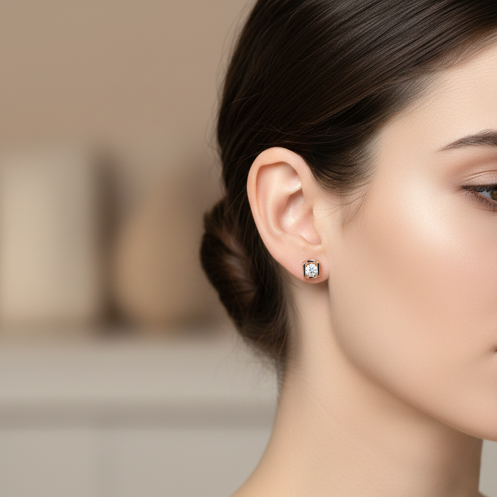 0.20ct Round Cut Natural Diamond Stud Earrings, 18ct White Gold