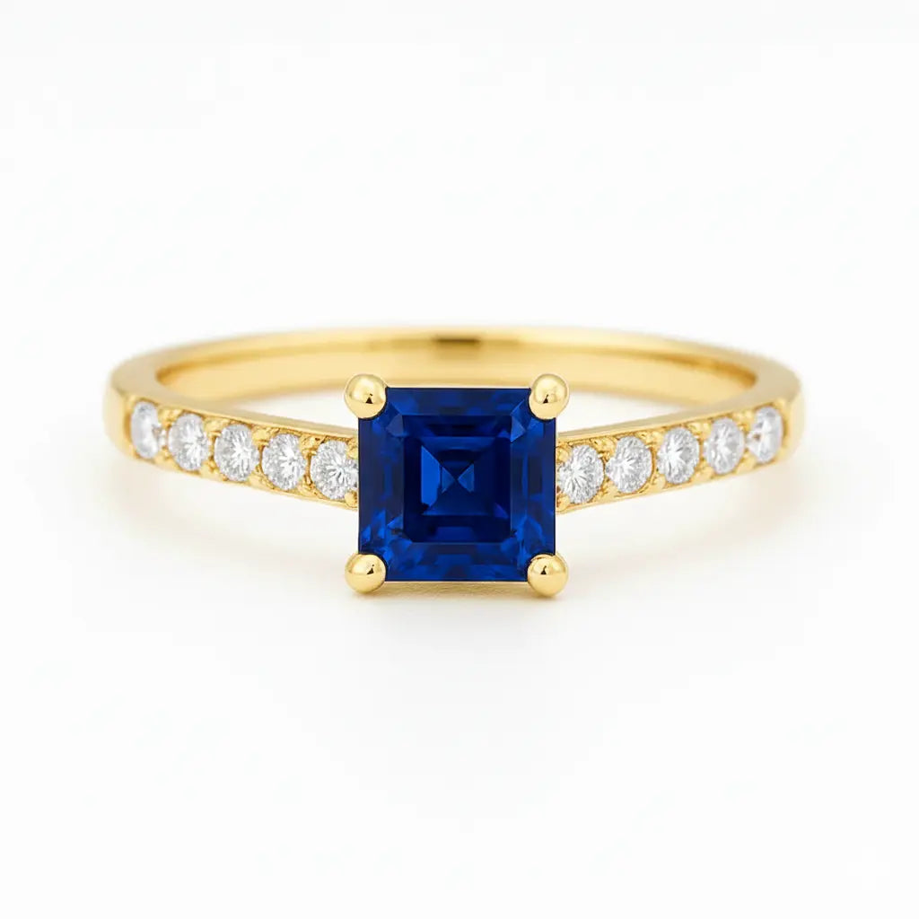 18k White Gold Blue Sapphire & Diamond Cathedral Engagement Ring – 0.83ct Sapphire, 0.20ct Chloe's Jewellers