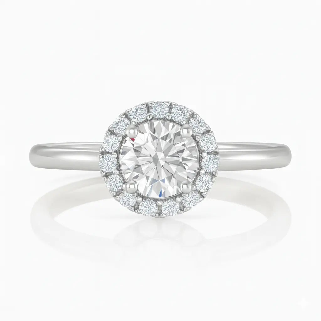 Poppy Round Halo Diamond Engagement Ring – 18K Gold or Platinum Chloe's Jewellers