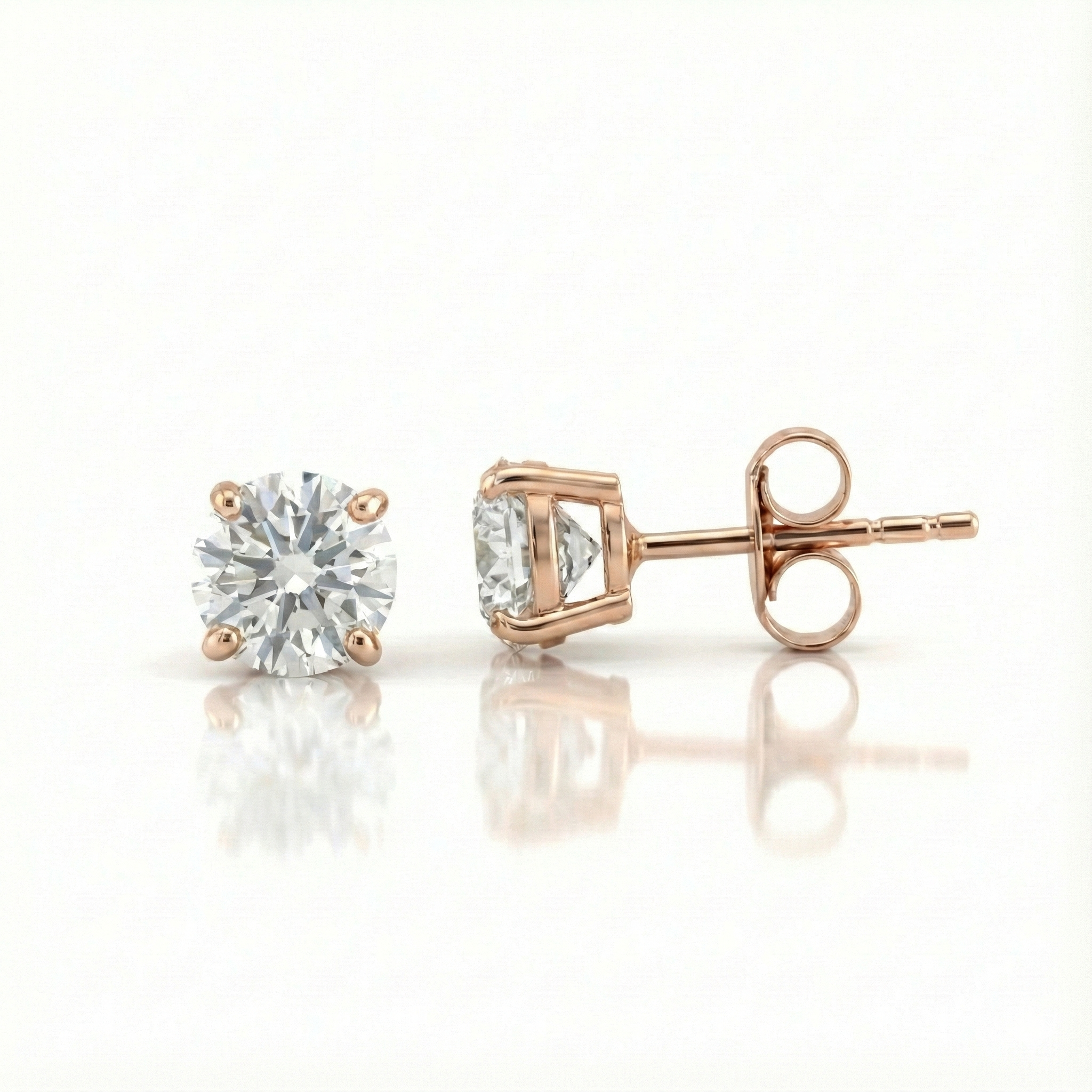 1.00ct Round Cut Lab Diamond Stud Earrings, 18ct White Gold Chloe's Jewellers