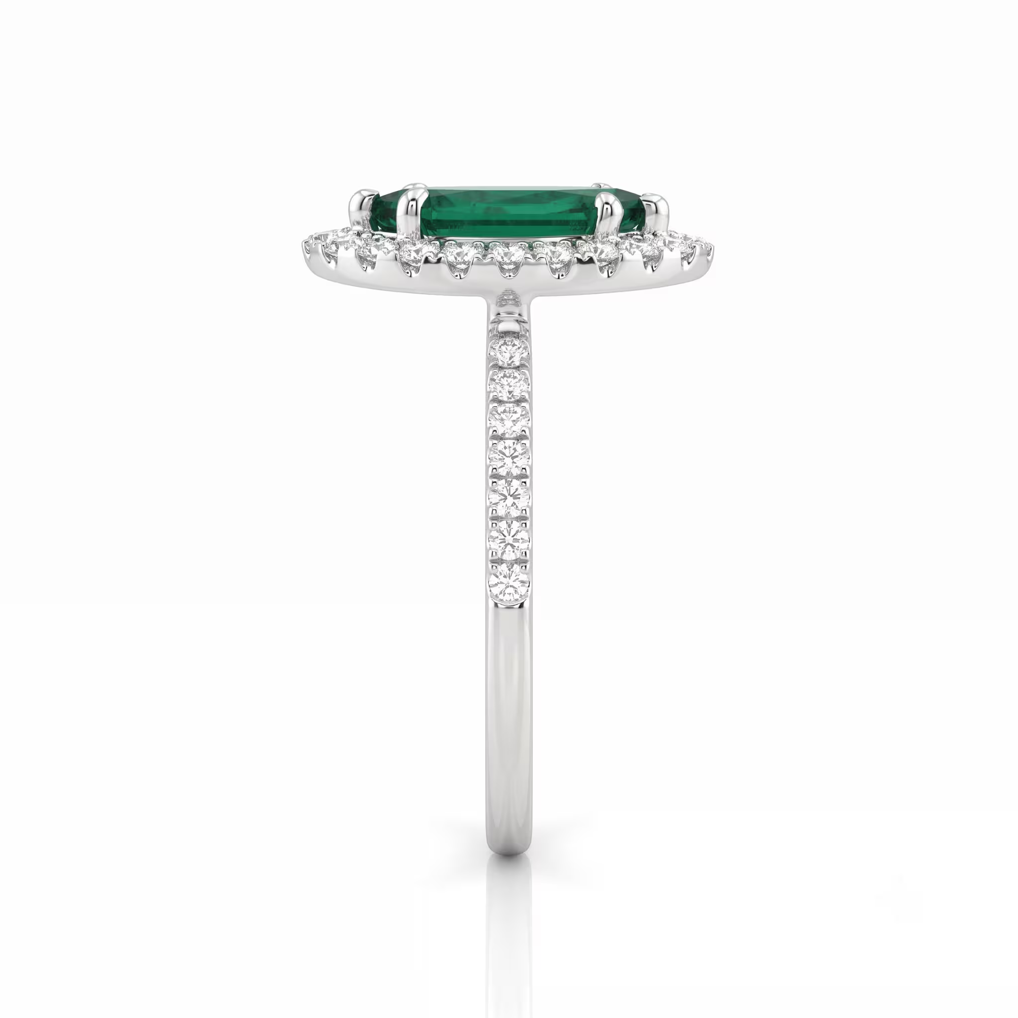 0.68ct Marquise Cut Zambian Emerald Halo Setting Engagement Ring - 18K Gold