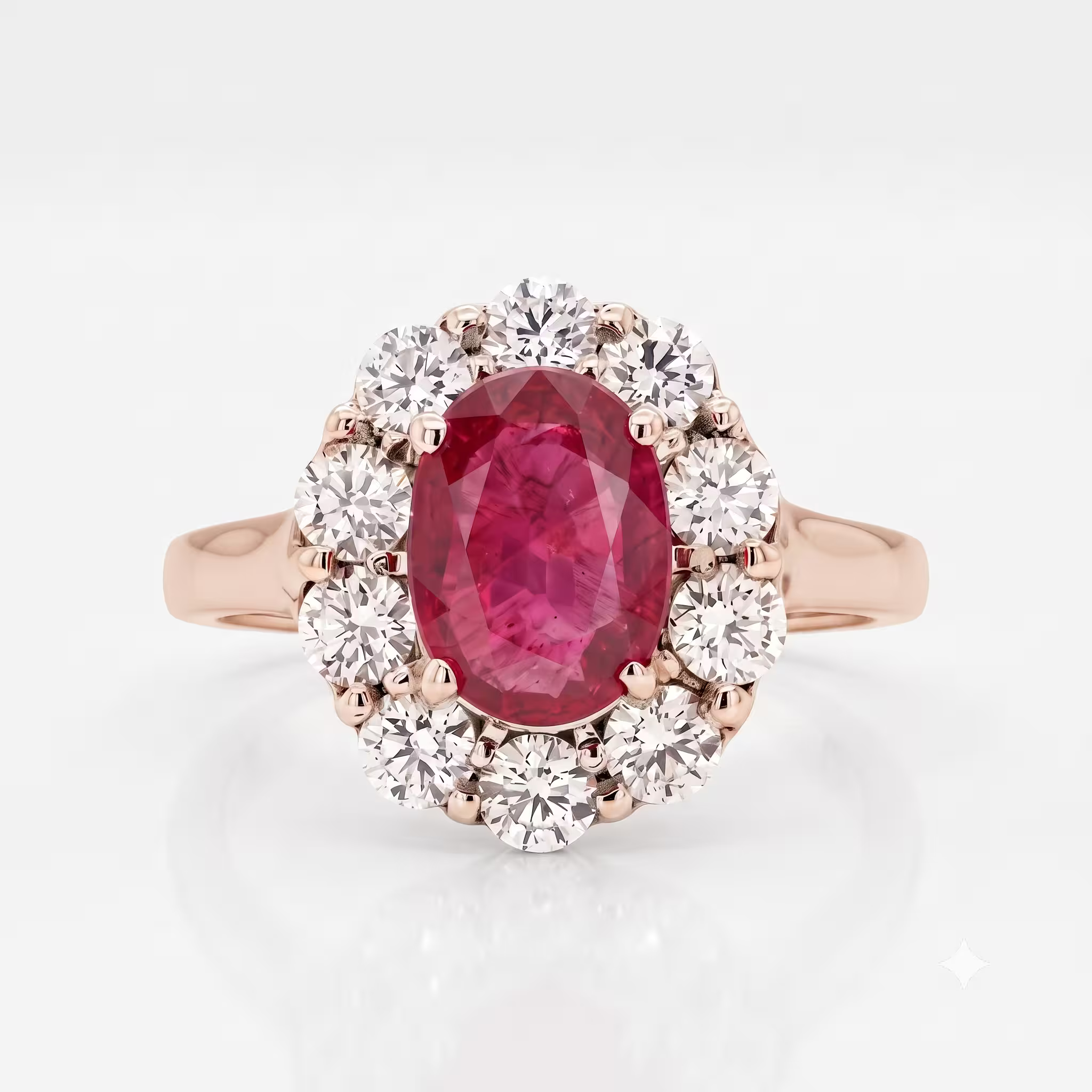 1.00ct Oval Shape African Ruby Halo Set Engagement Ring
