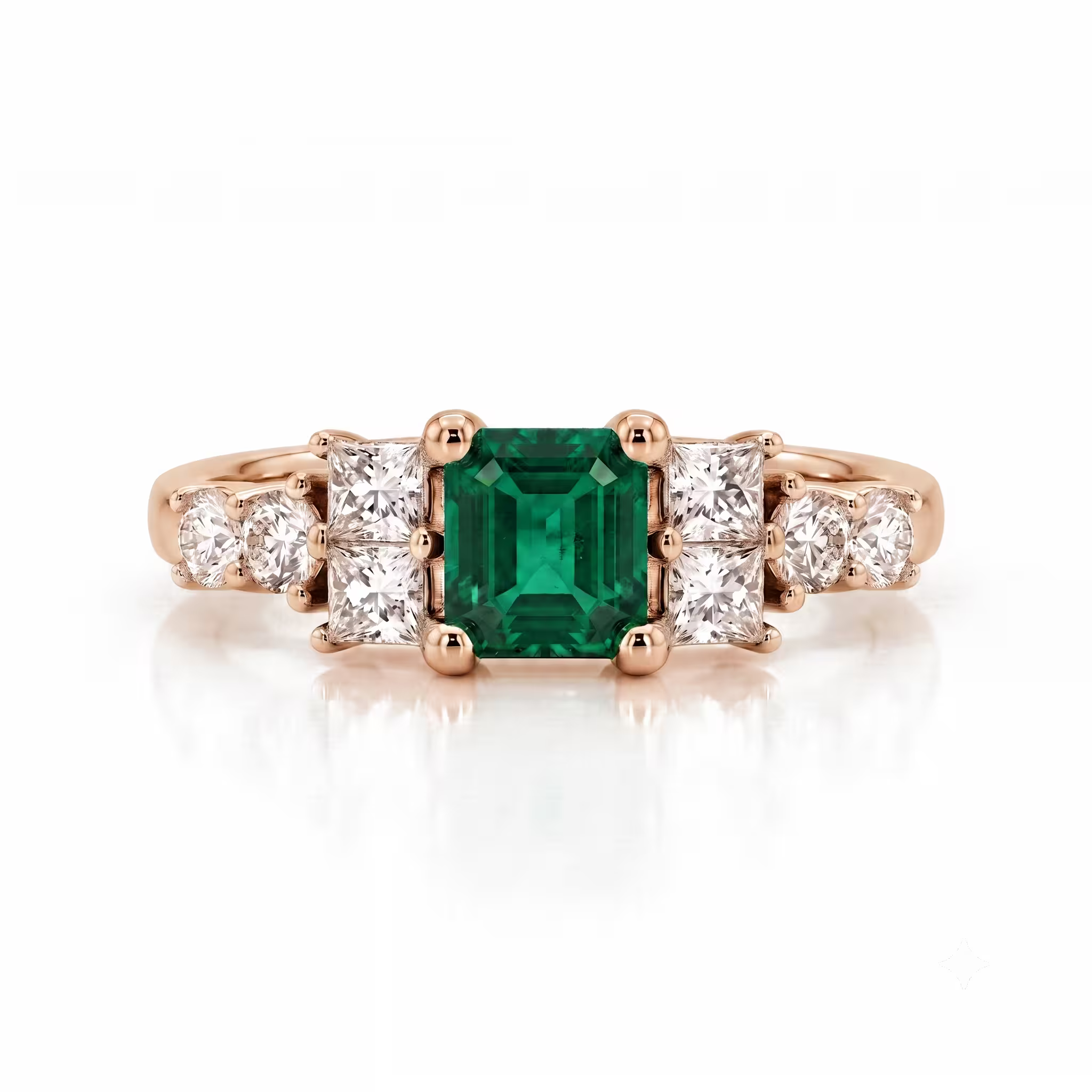 0.40ct Square Emerald Cut Colombian Emerald Engagement Ring - 18K Gold