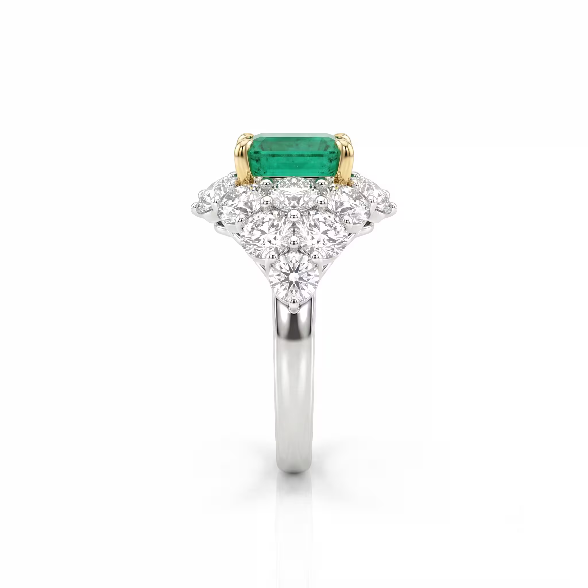 2.28ct Emerald Cut Colombian Emerald Engagement Ring - 18K Gold