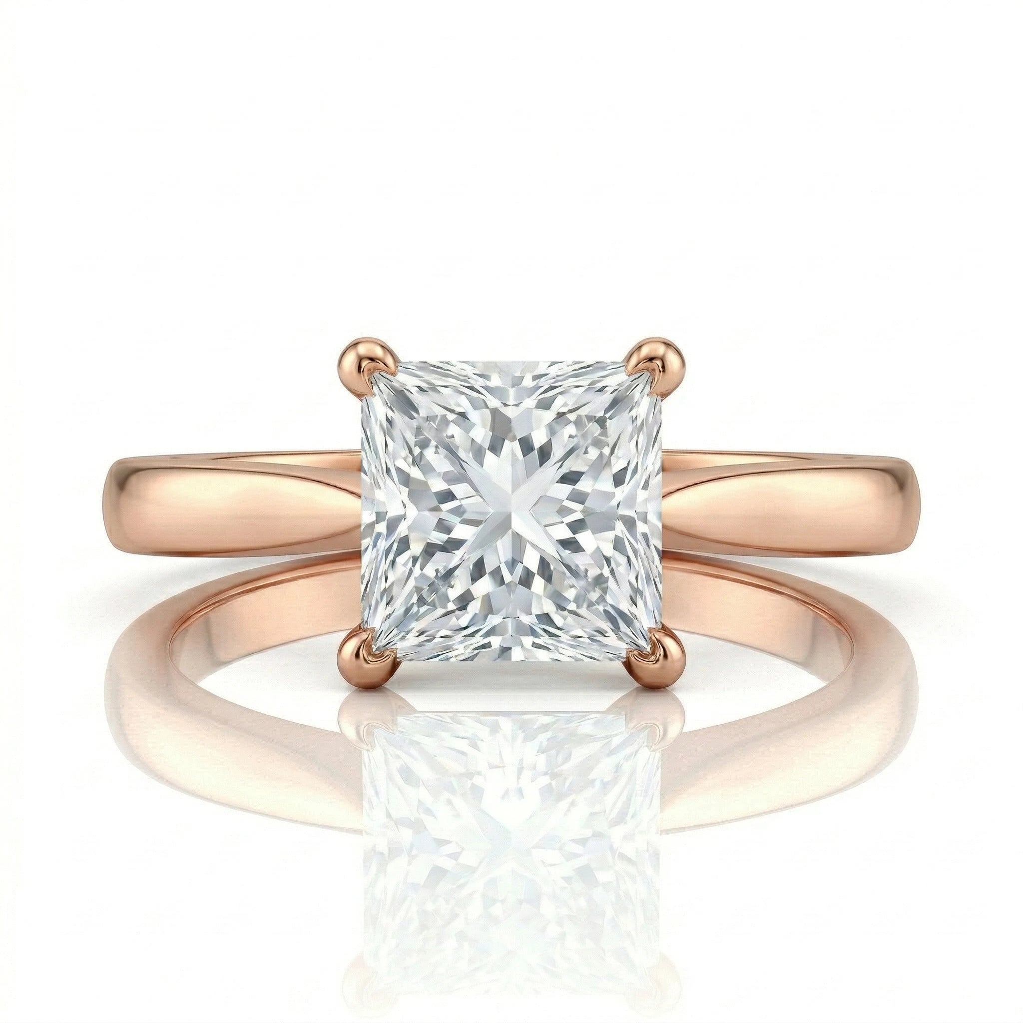 0.71ct GIA Natural Princess Cut Solitaire Setting Engagement Ring