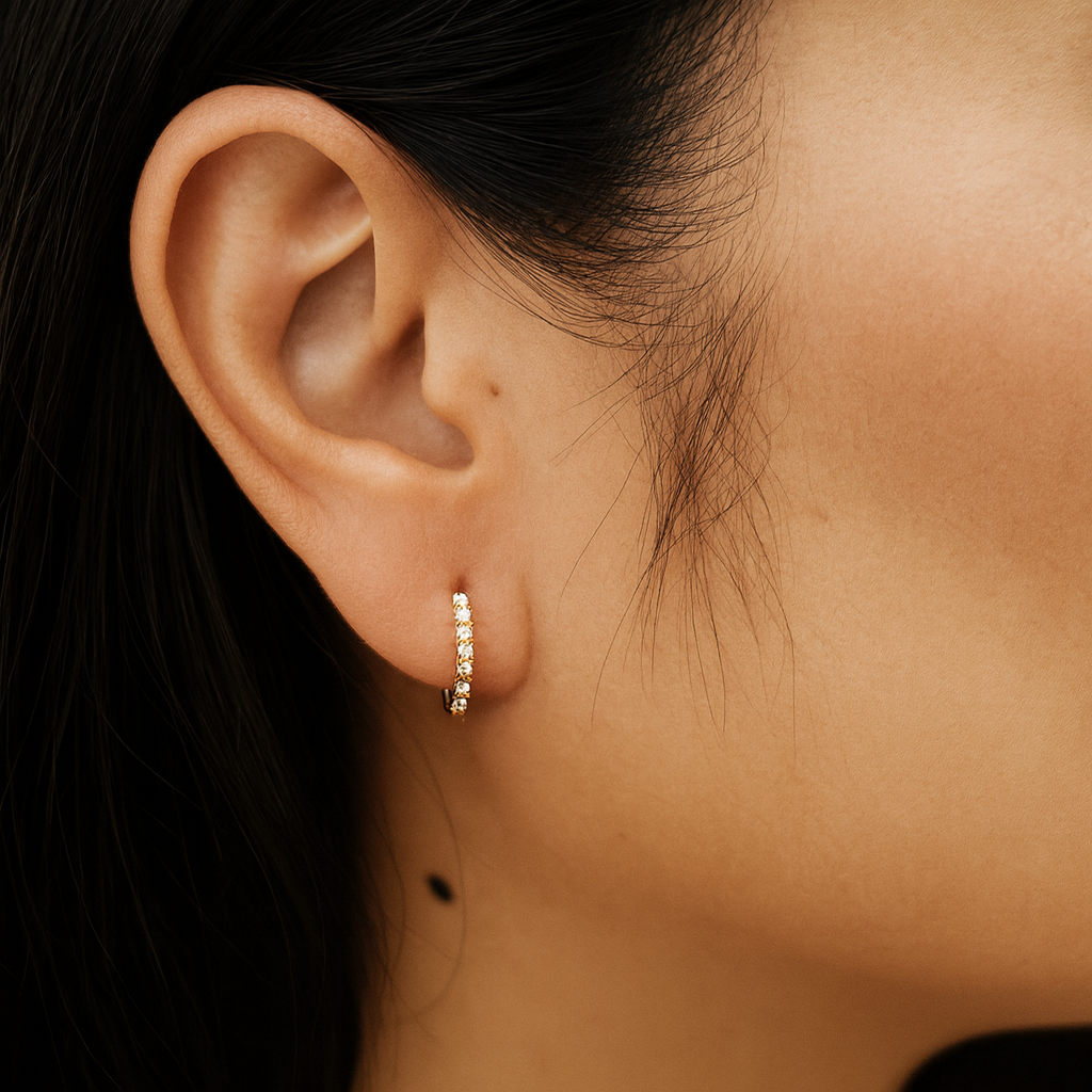 Claw Set In & Out Brilliant Cut Diamond Round Hoop Earrings 0.33CT