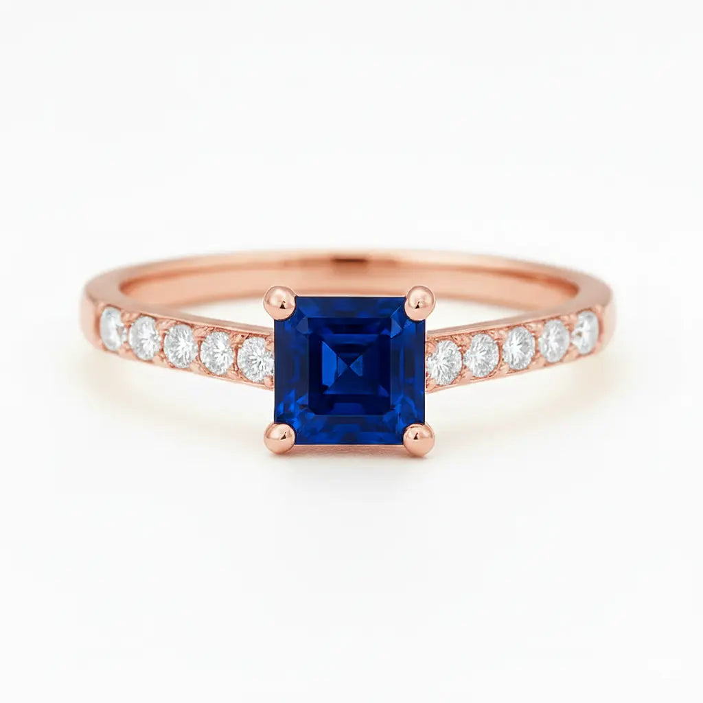 18k White Gold Blue Sapphire & Diamond Cathedral Engagement Ring – 0.83ct Sapphire, 0.20ct Chloe's Jewellers