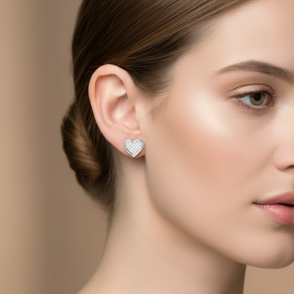 0.60ct Diamond Heart Shape Stud Earring, 18ct Yellow Gold Chloe's Jewellers