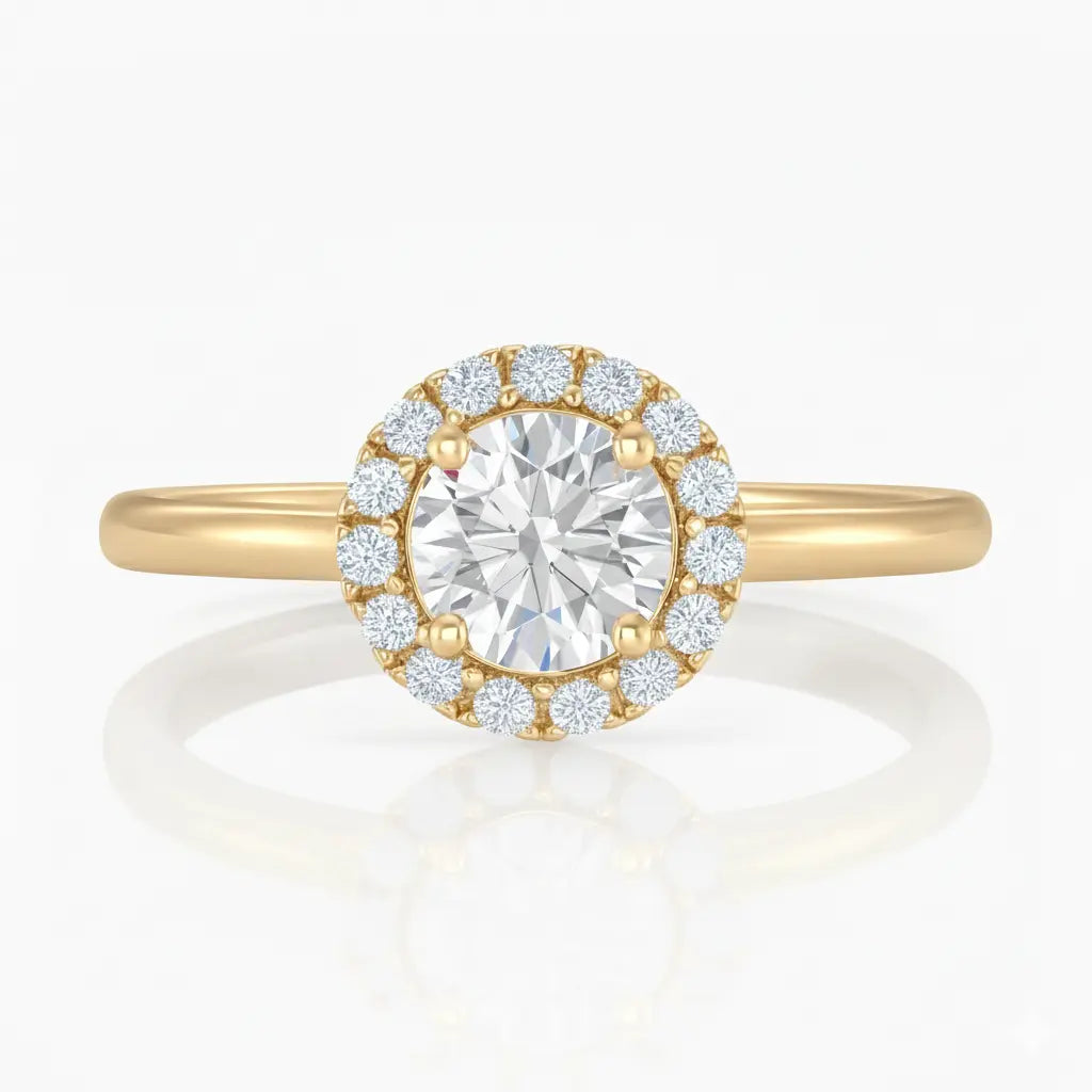 Poppy Round Halo Diamond Engagement Ring – 18K Gold or Platinum Chloe's Jewellers