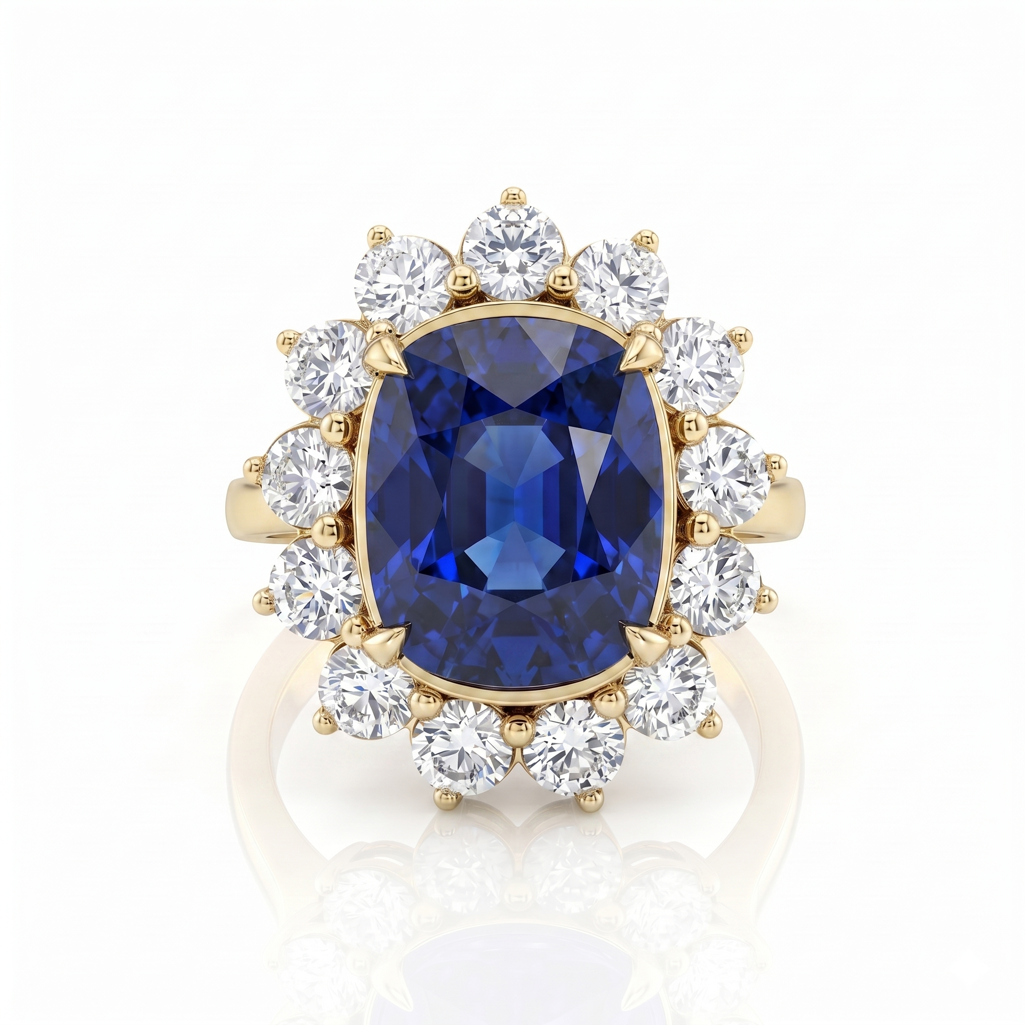 5.13ct Elongated Cushion Cut Sri Lanka Blue Sapphire Halo Setting Engagement Ring - Platinum