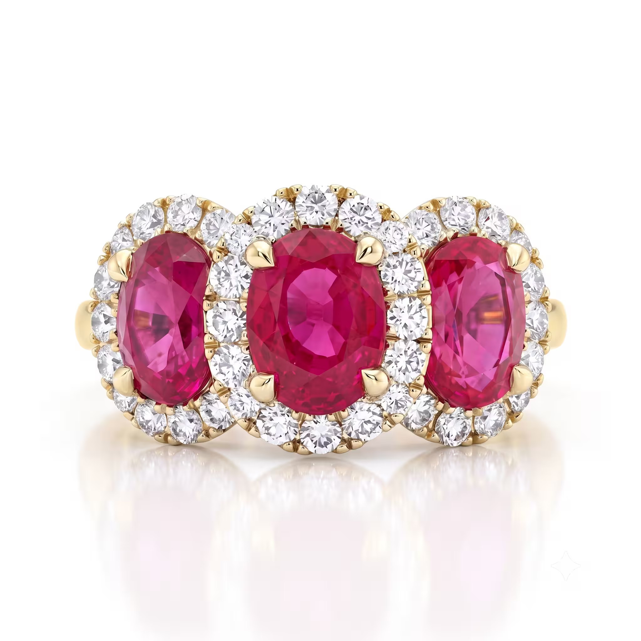 Ruby Halo Trilogy & Diamond Ring Chloe's Jewellers