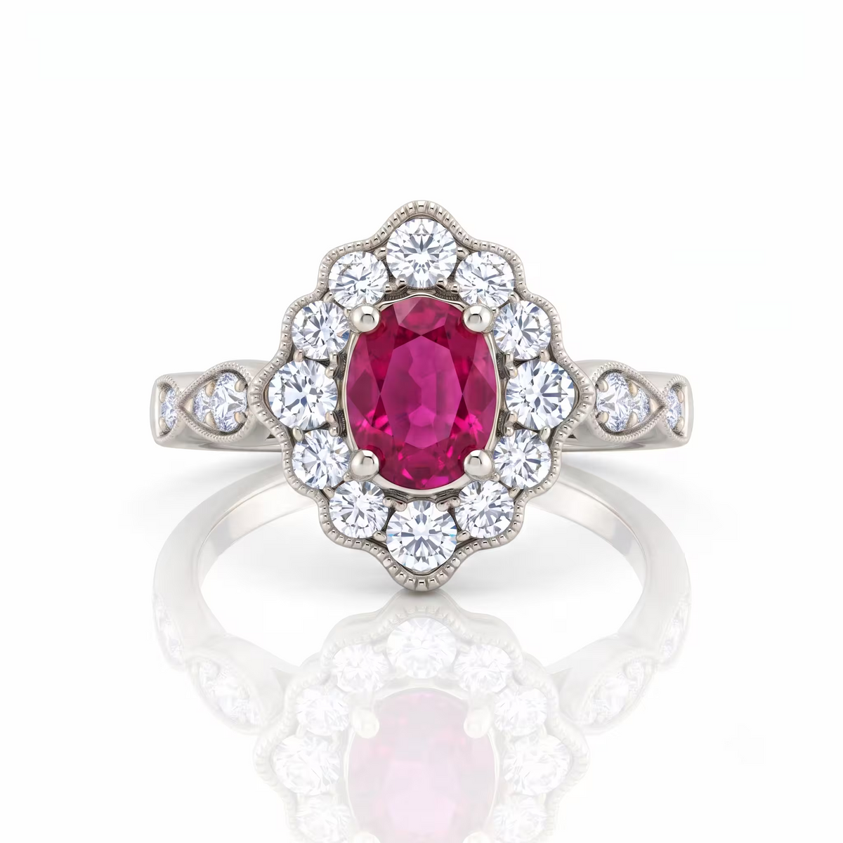 1.01ct Burma Ruby Engagement Ring | F VS1 Diamonds | 18K Gold