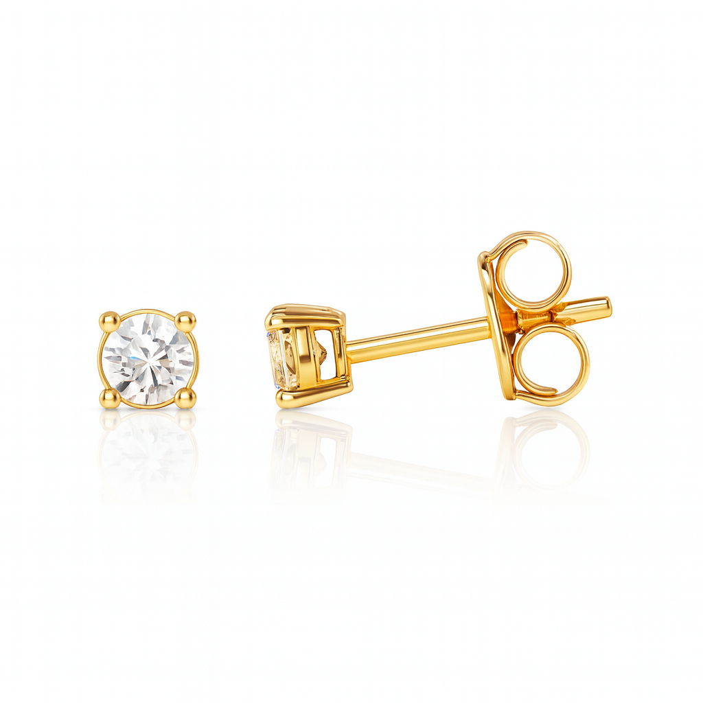 0.30ct Round Cut Natural Diamond Stud Earrings, 18ct Yellow Gold Chloe's Jewellers