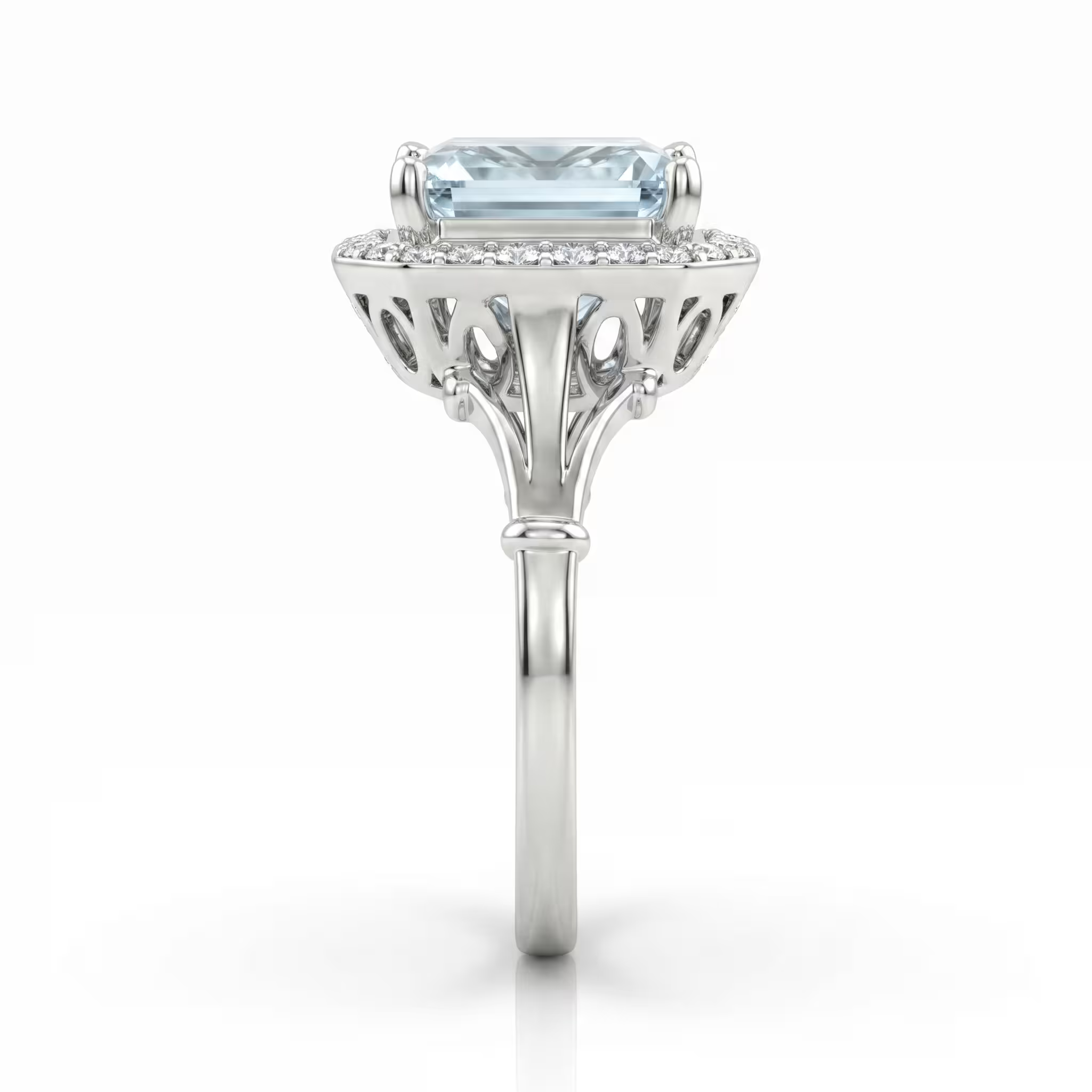 2.50ct Square Cut Aquamarine Stone Engagement Ring - 18K Gold