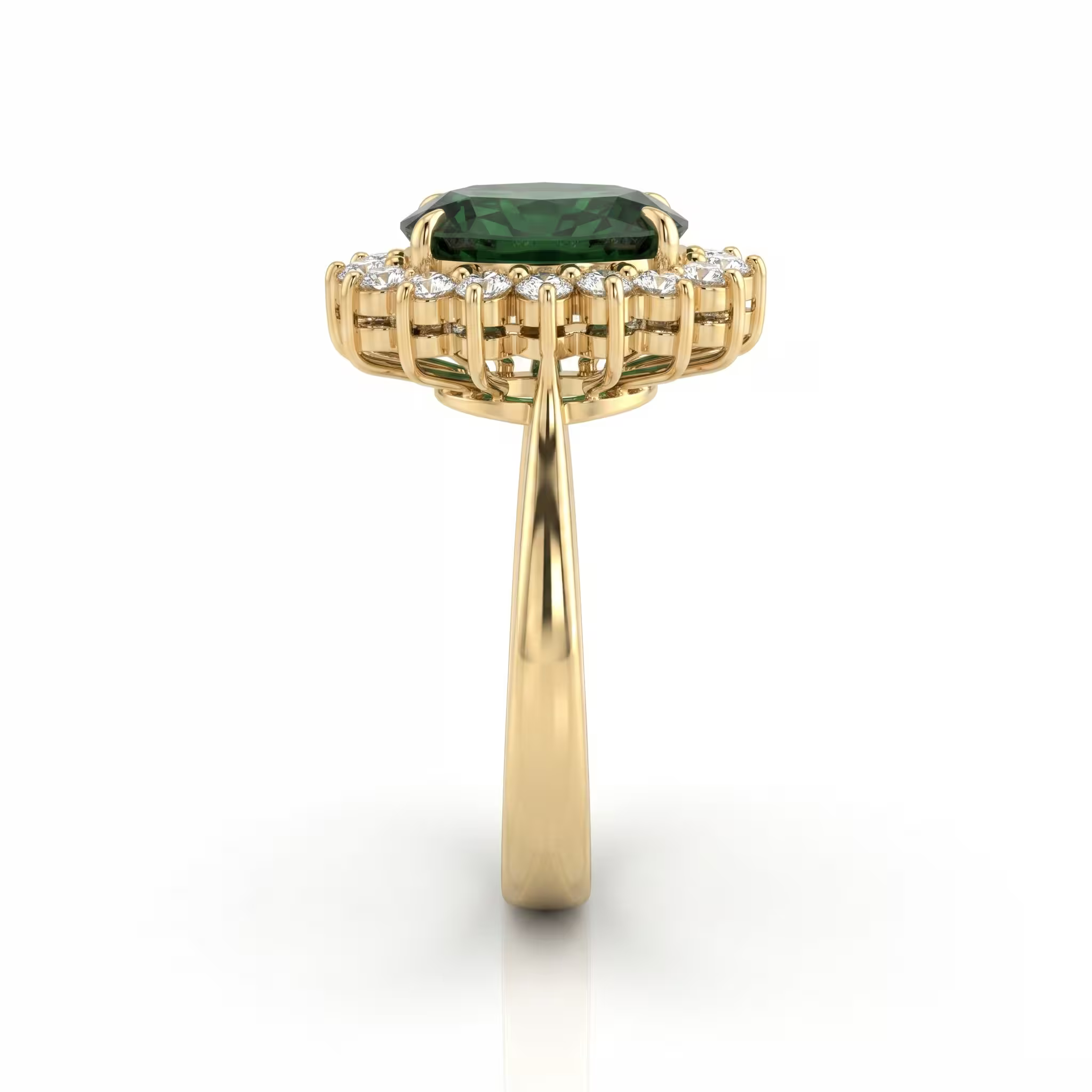 3.47ct Oval Cut Teal Sapphire Engagement Ring - 18K Gold