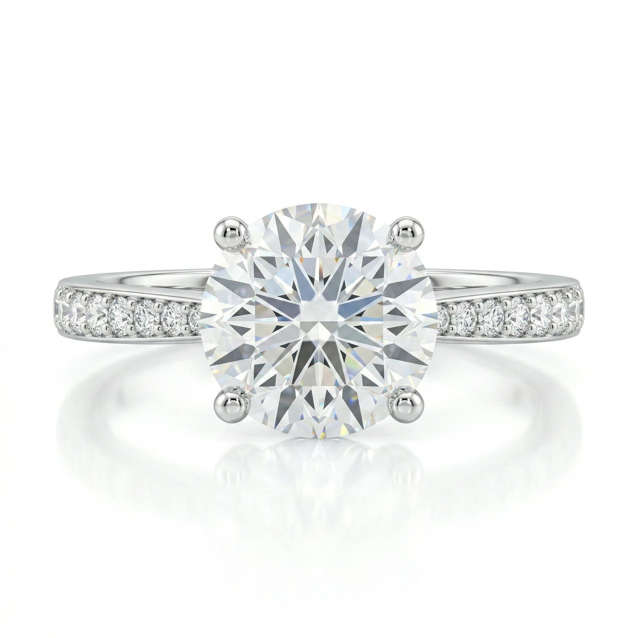 1.20ct Round Cut Natural Diamond Engagement Ring with Stones on Shoulder Chloe's Jewellers