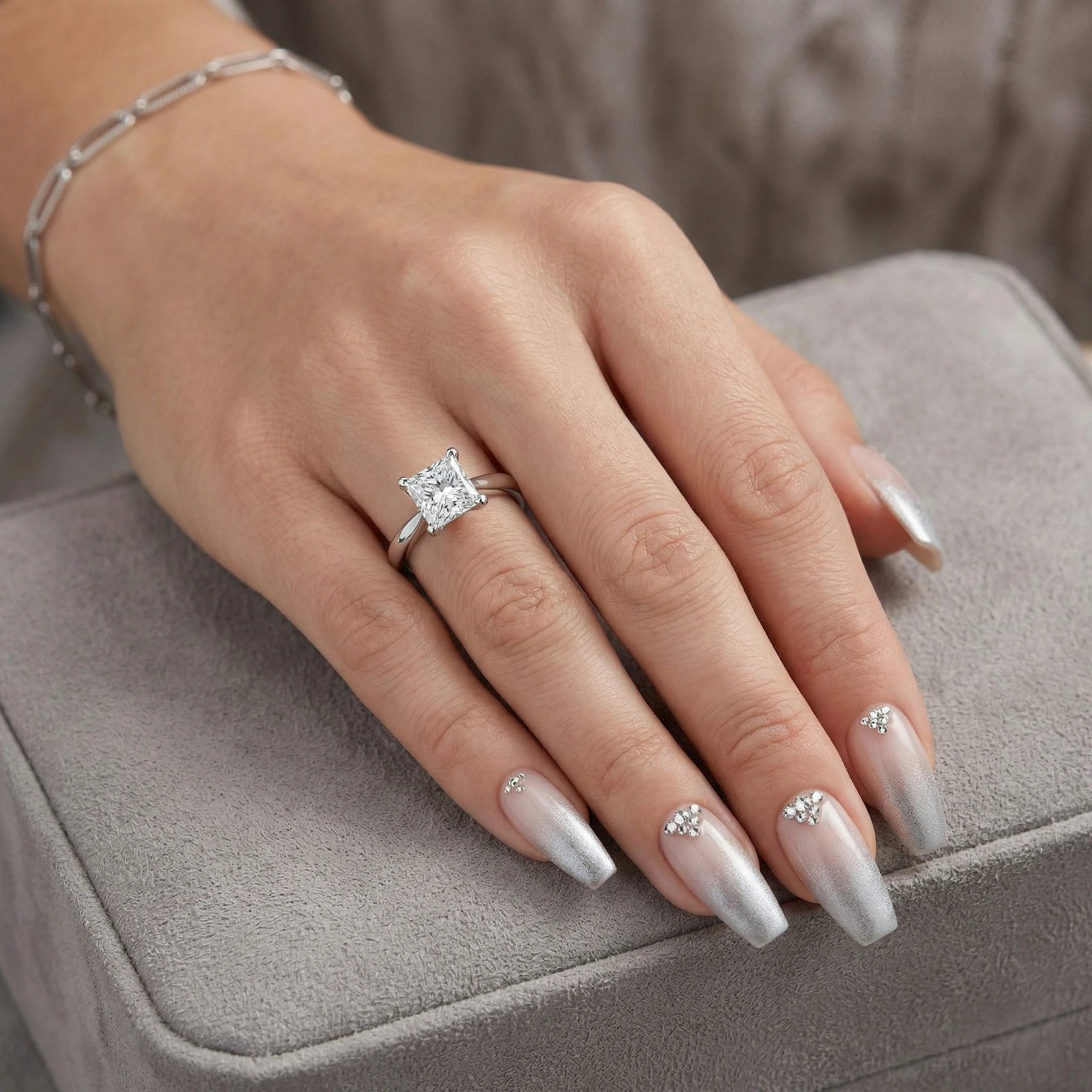 0.71ct GIA Natural Princess Cut Solitaire Setting Engagement Ring