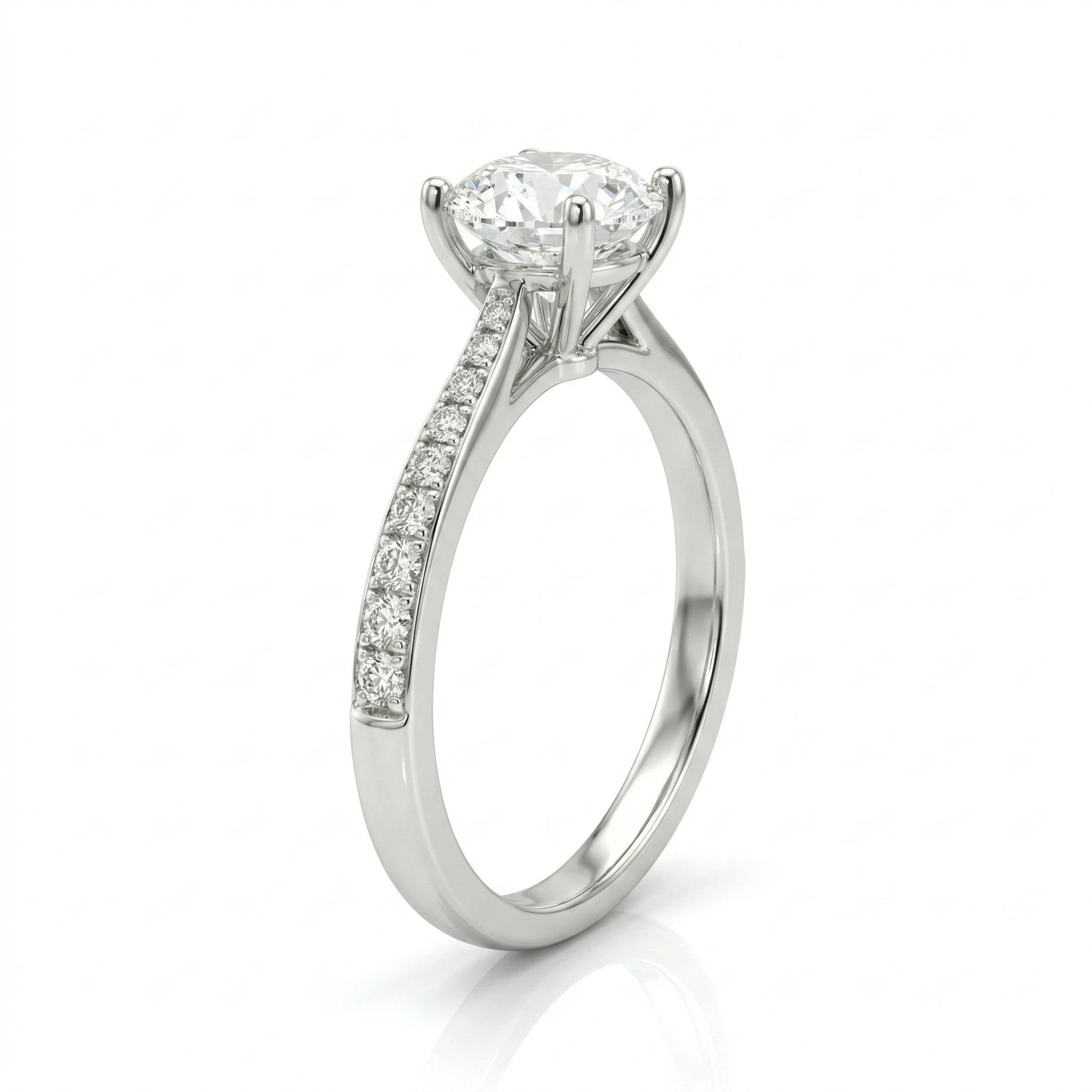 1.20ct Round Cut Natural Diamond Engagement Ring with Stones on Shoulder Chloe's Jewellers