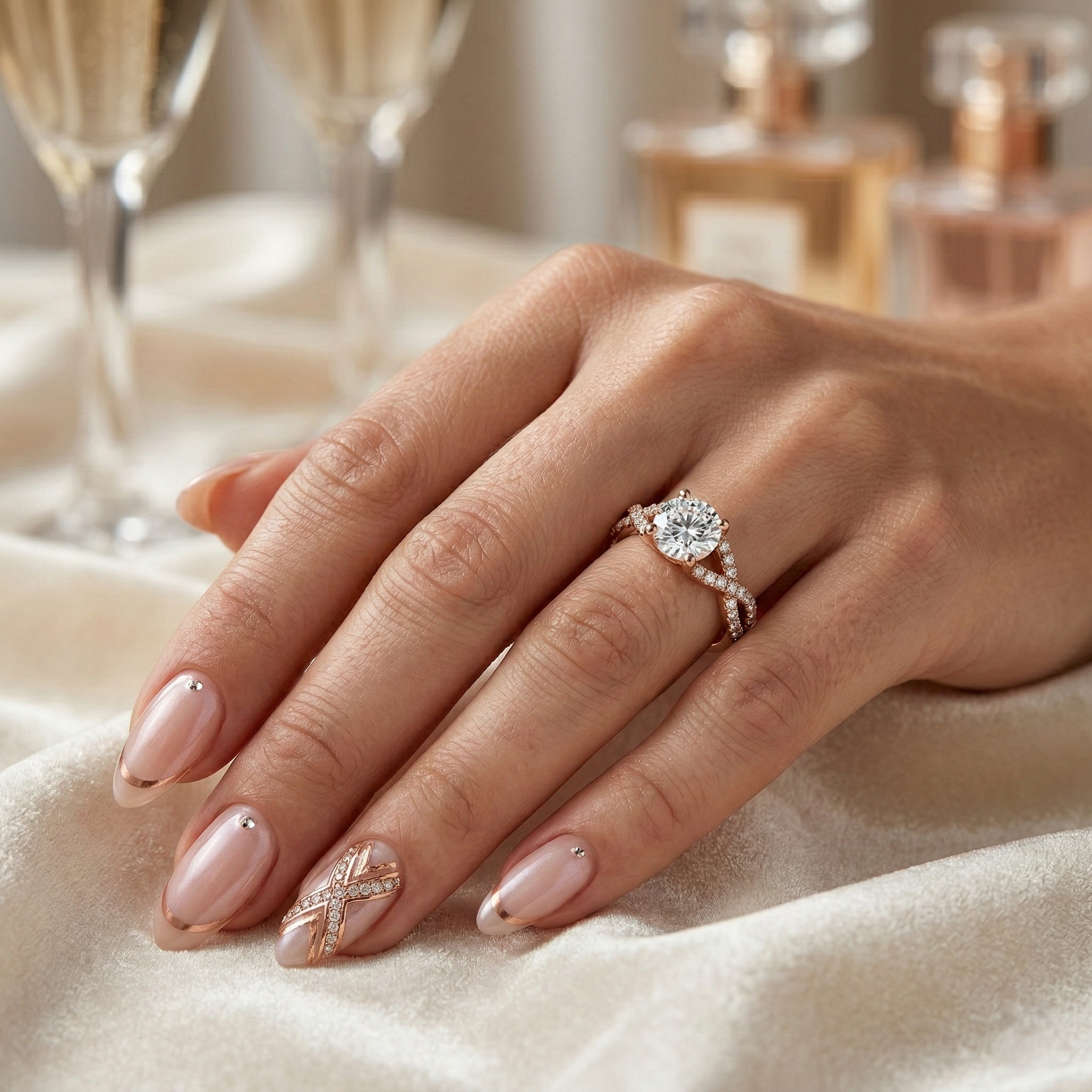 0.43ct Round Cut Natural Diamond Engagement Ring with Split Shank