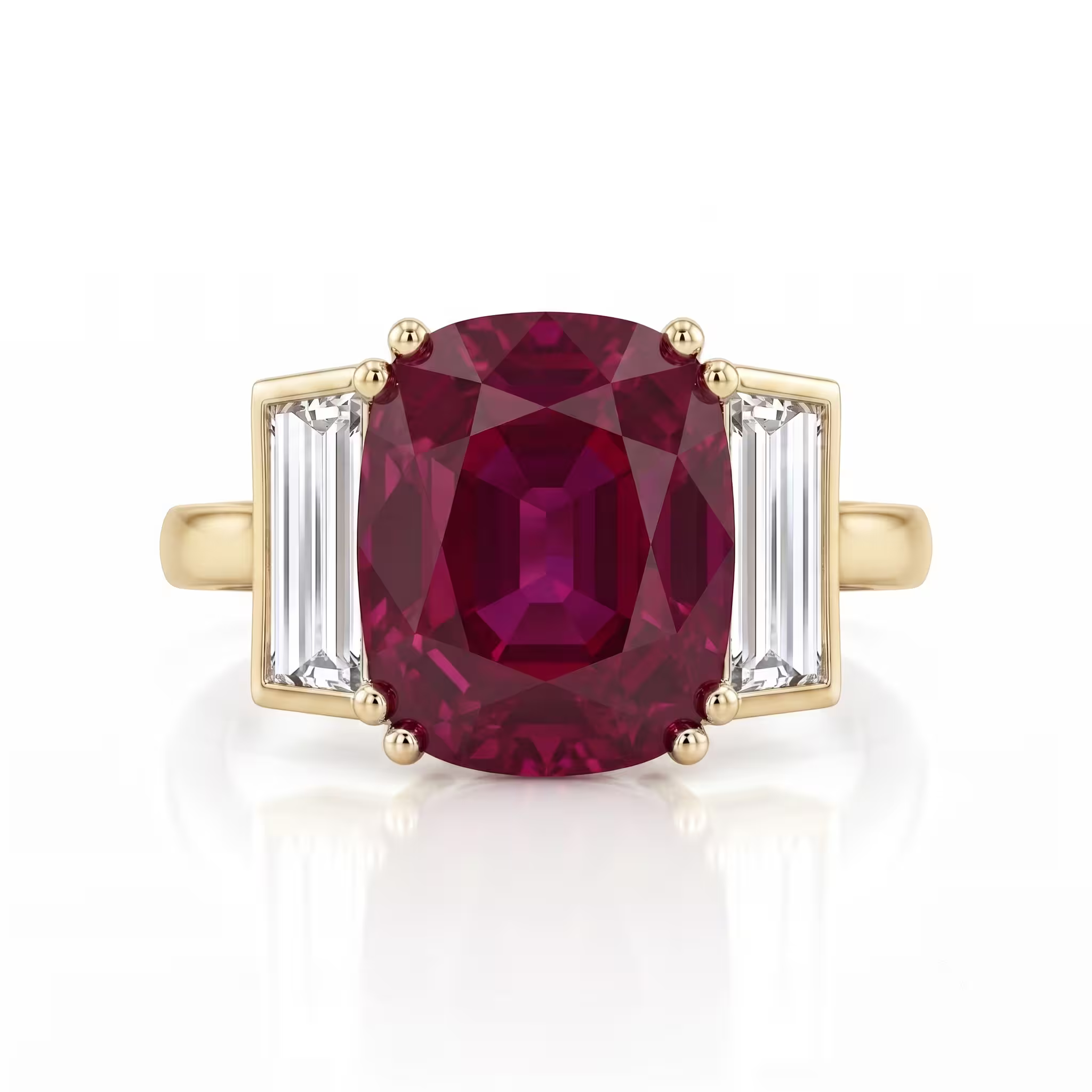 6.42ct Mozambique No Heat Oval Shape Ruby Trilogy Engagement Ring - Platinum