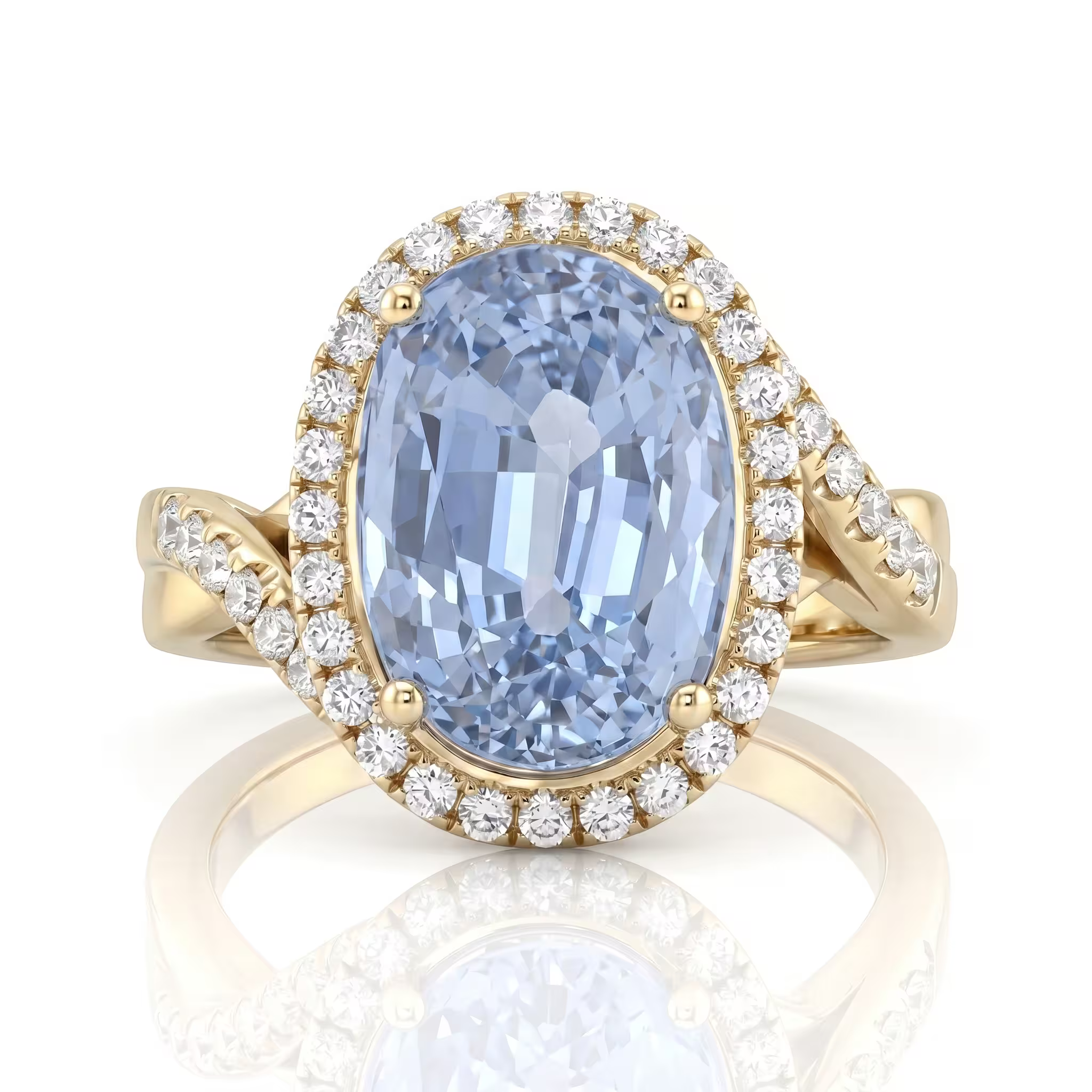 5.73ct Oval Cut Sri Lanka Blue Sapphire Engagement Ring - 18K Gold Chloe's Jewellers