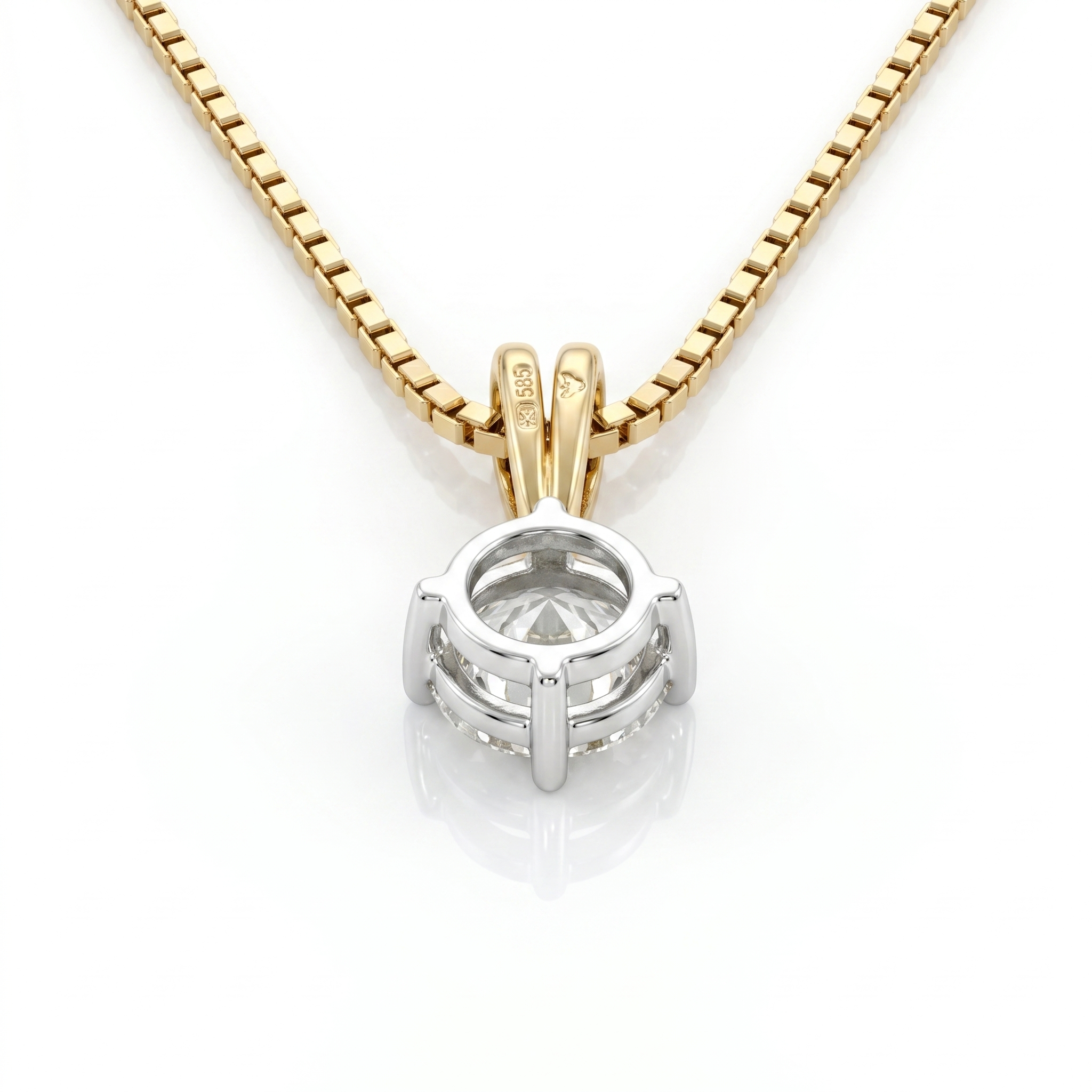 18K Yellow Gold Round Brilliant Cut Natural Diamond Solitaire Pendant Necklace 0.90CT Chloe's Jewellers