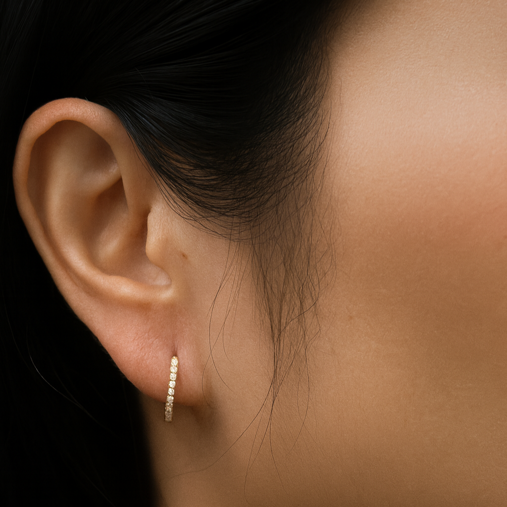 Grain Set Circle Hoop Diamond Earrings 0.26CT
