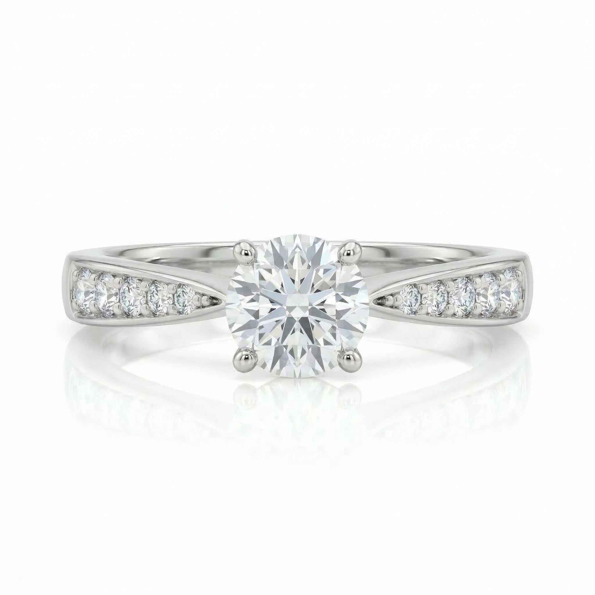 0.40ct GIA Round cut Natural Diamond Engagement Ring with Tapered Shank
