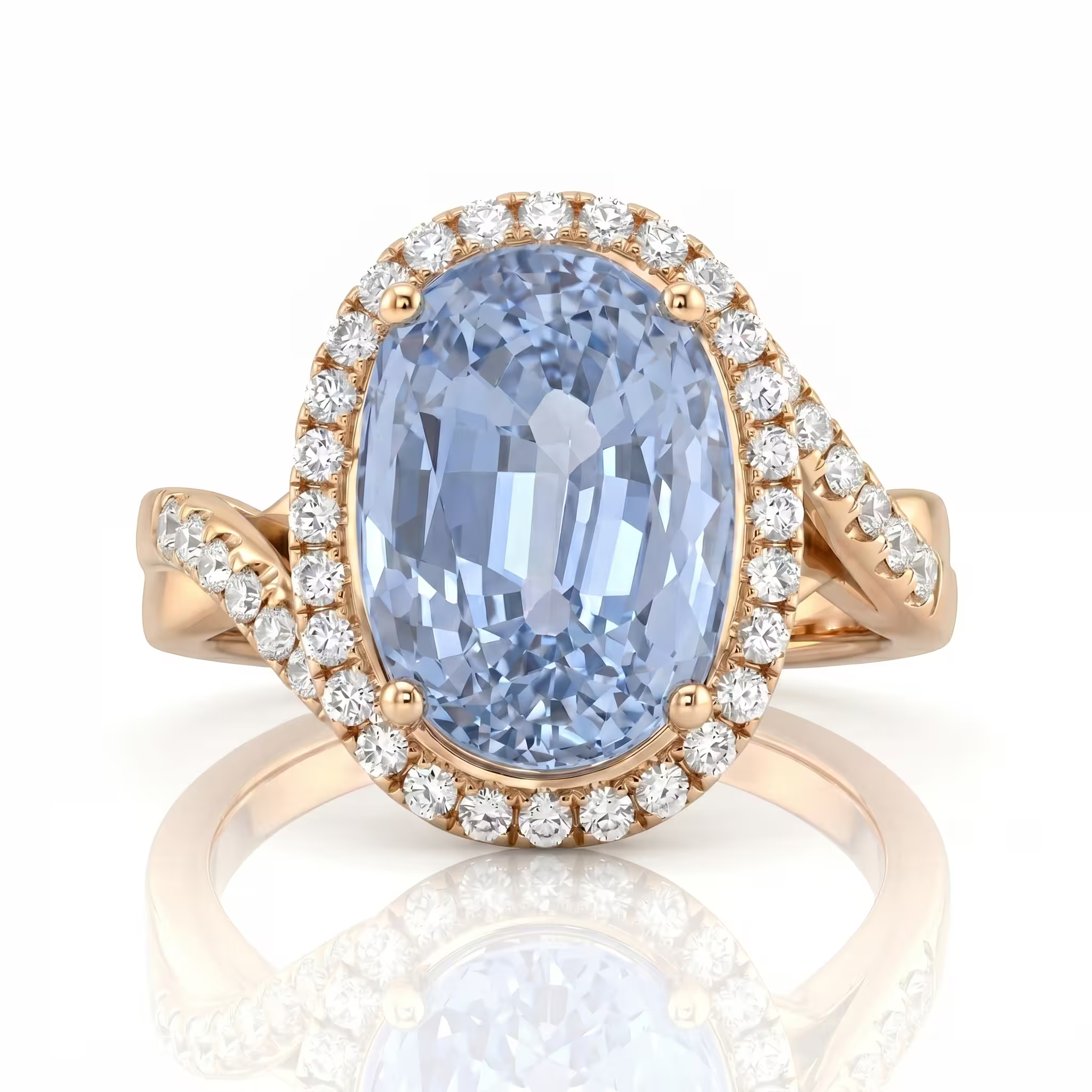 5.73ct Oval Cut Sri Lanka Blue Sapphire Engagement Ring - 18K Gold Chloe's Jewellers
