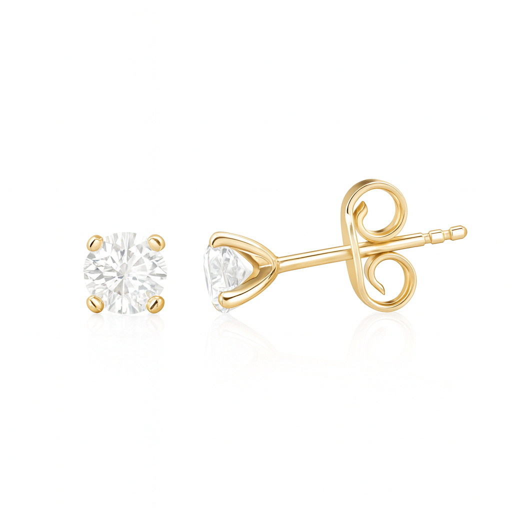 0.52cts Round Cut Natural Diamond Stud Earrings, 18ct White Gold Chloe's Jewellers